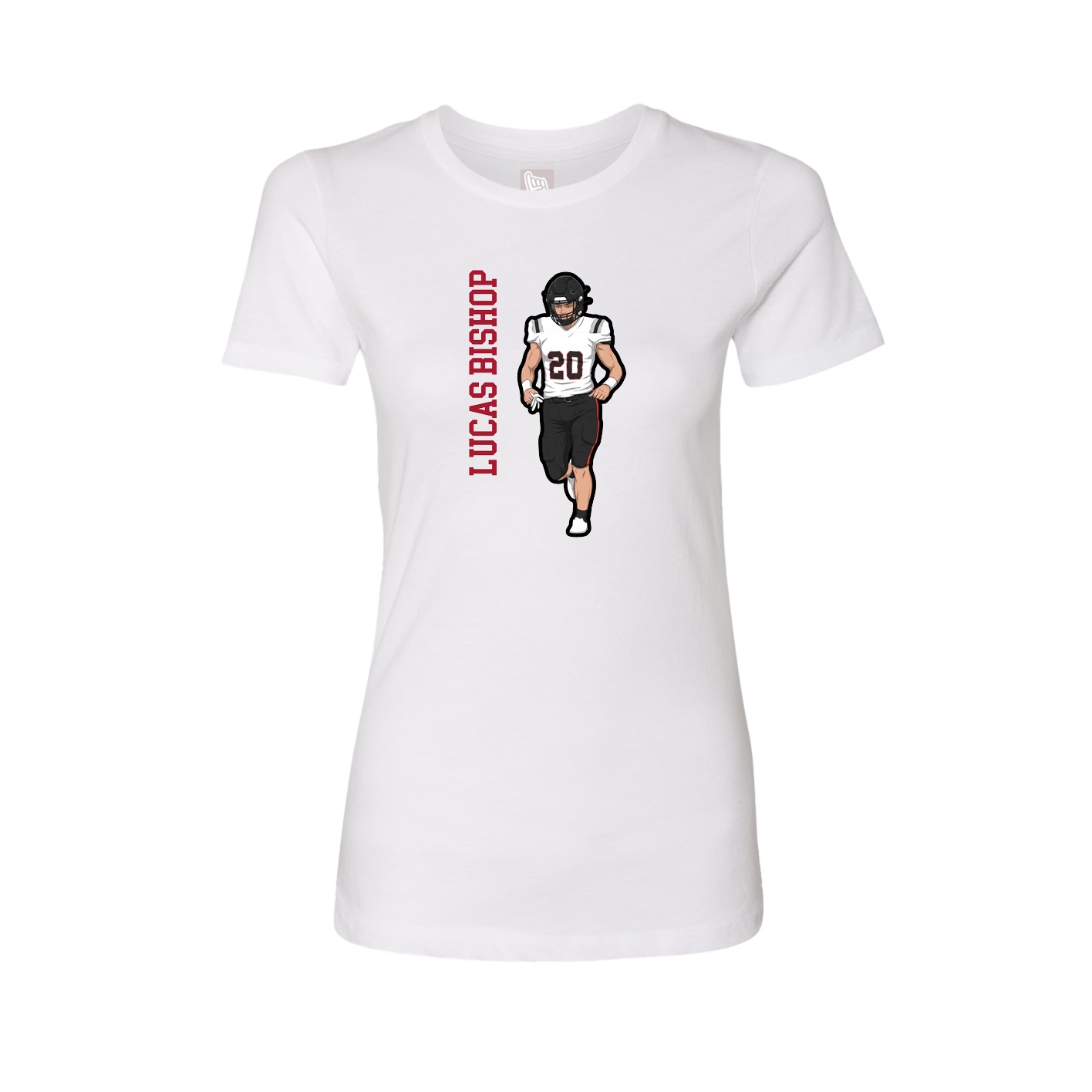Fitted Women's Tee — Name Vertical in White