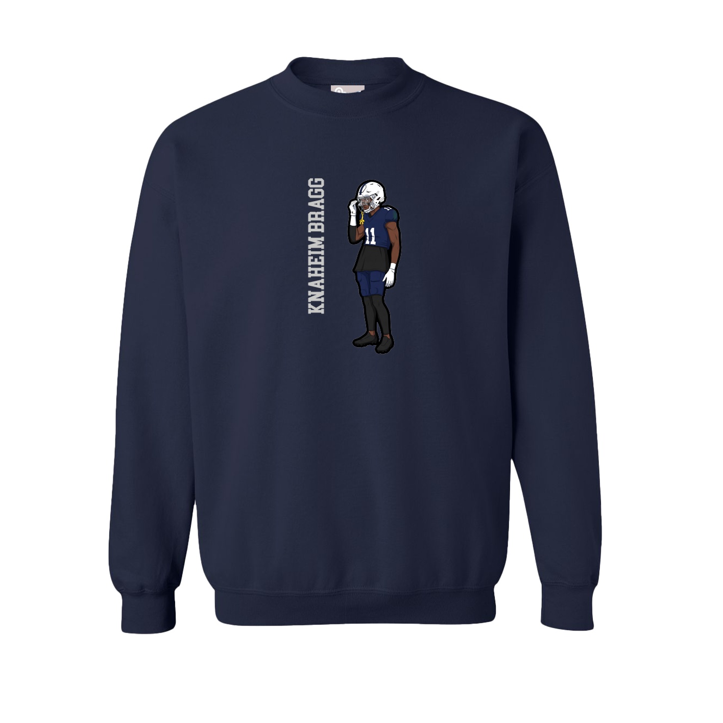 Fleece Crew — Name Vertical in Navy
