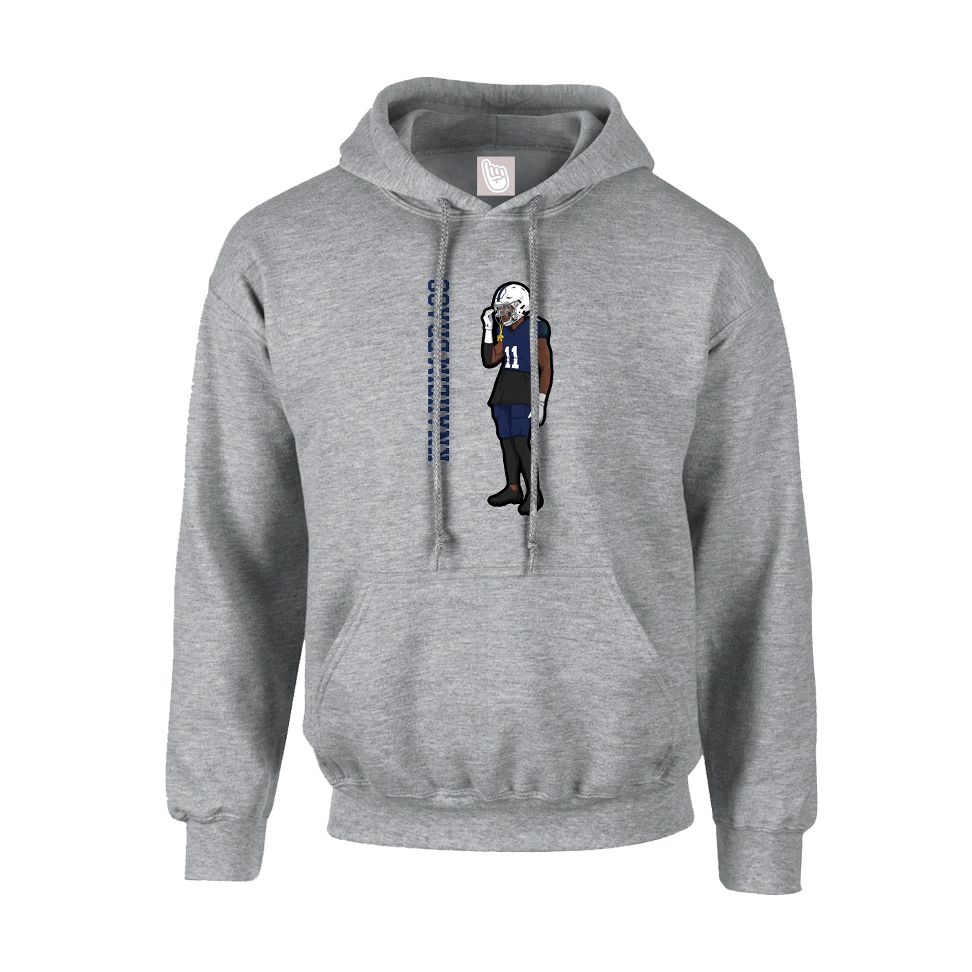 Youth Hoodie — Name Vertical in Grey