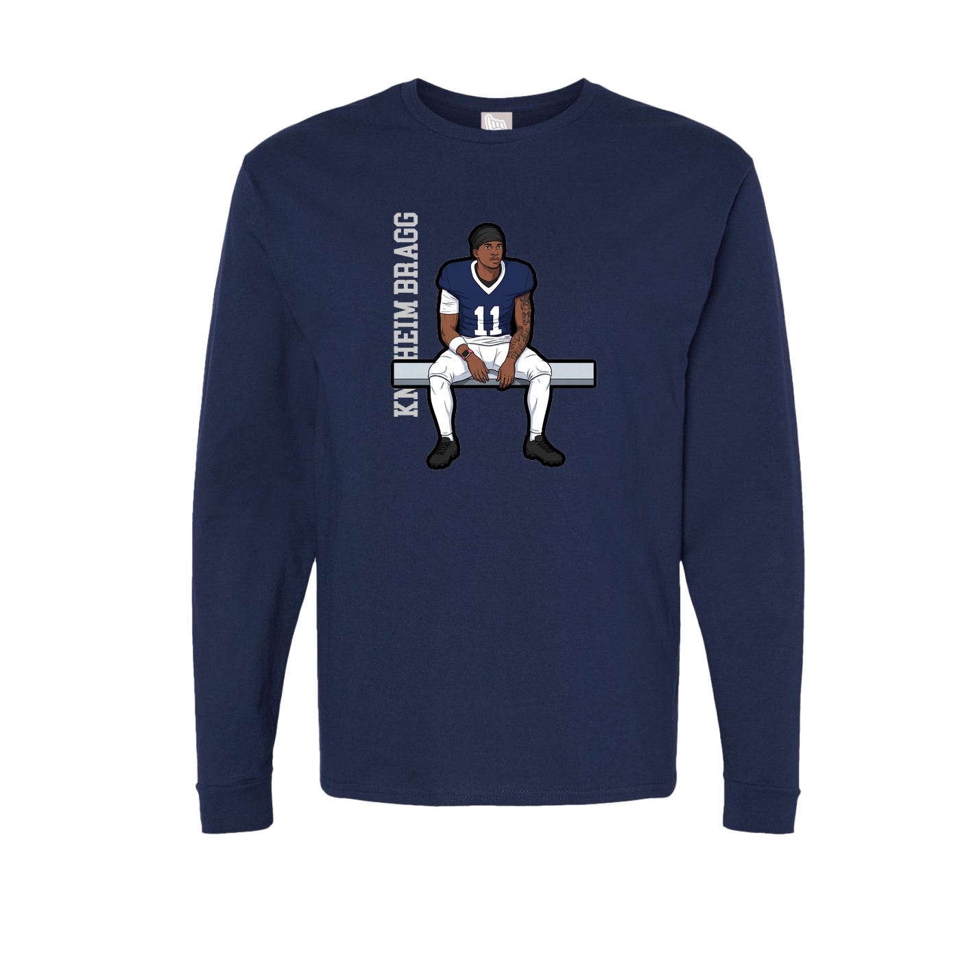 Long Sleeve Tee — Name Vertical in Navy