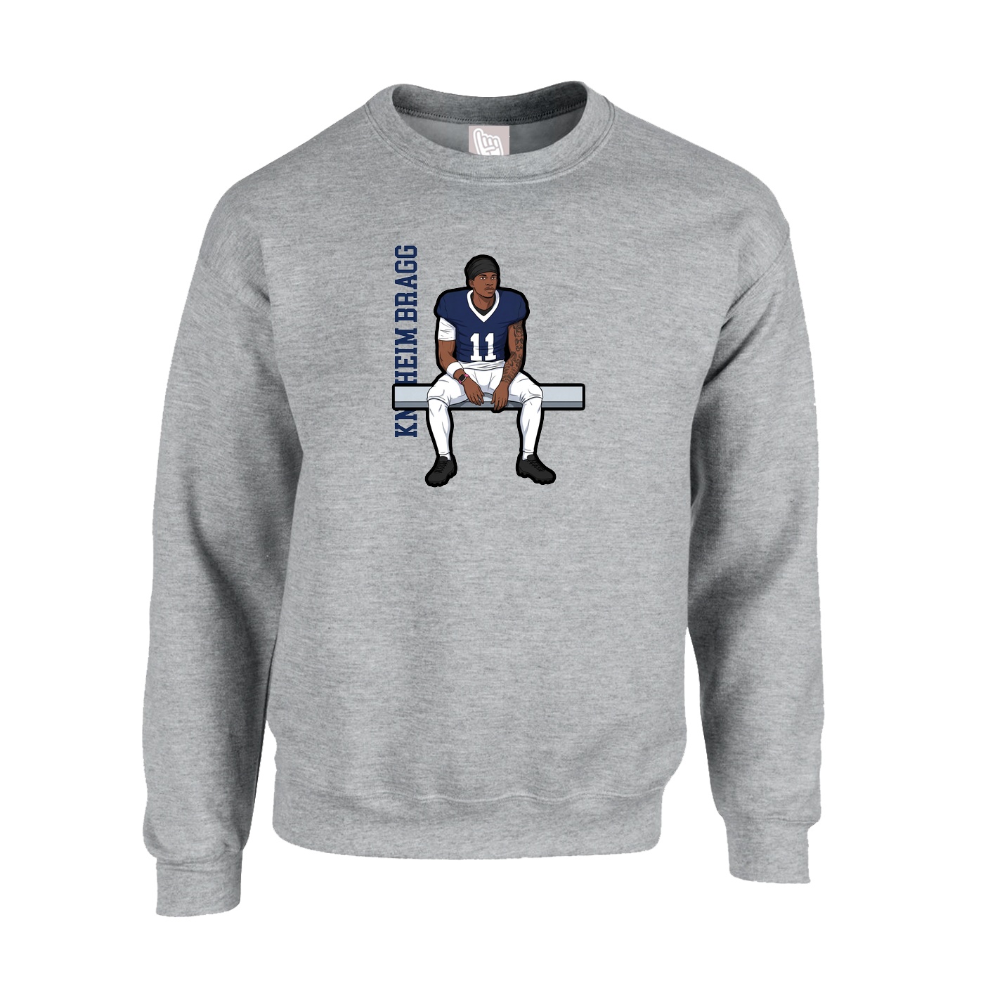 Fleece Crew — Name Vertical in Grey