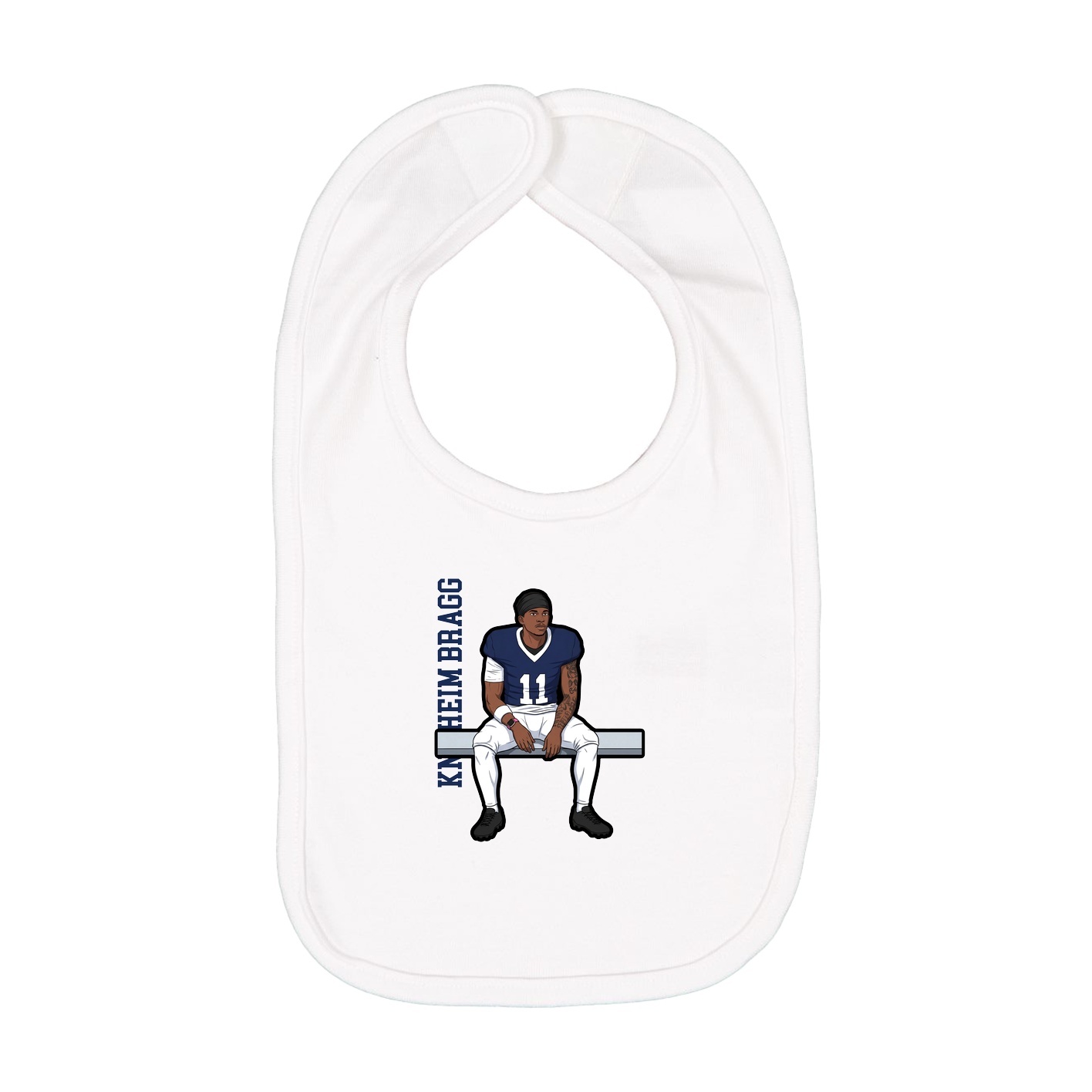 Infant Bib — Name Vertical in White
