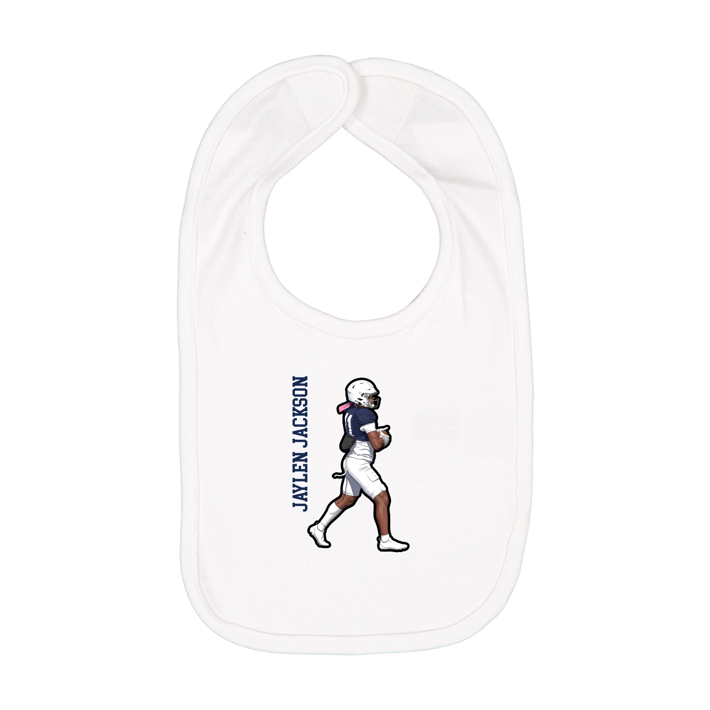 Infant Bib — Name Vertical in White