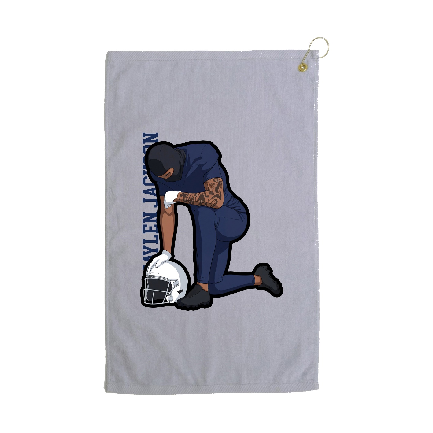 Golf Towel — Name Vertical in Grey