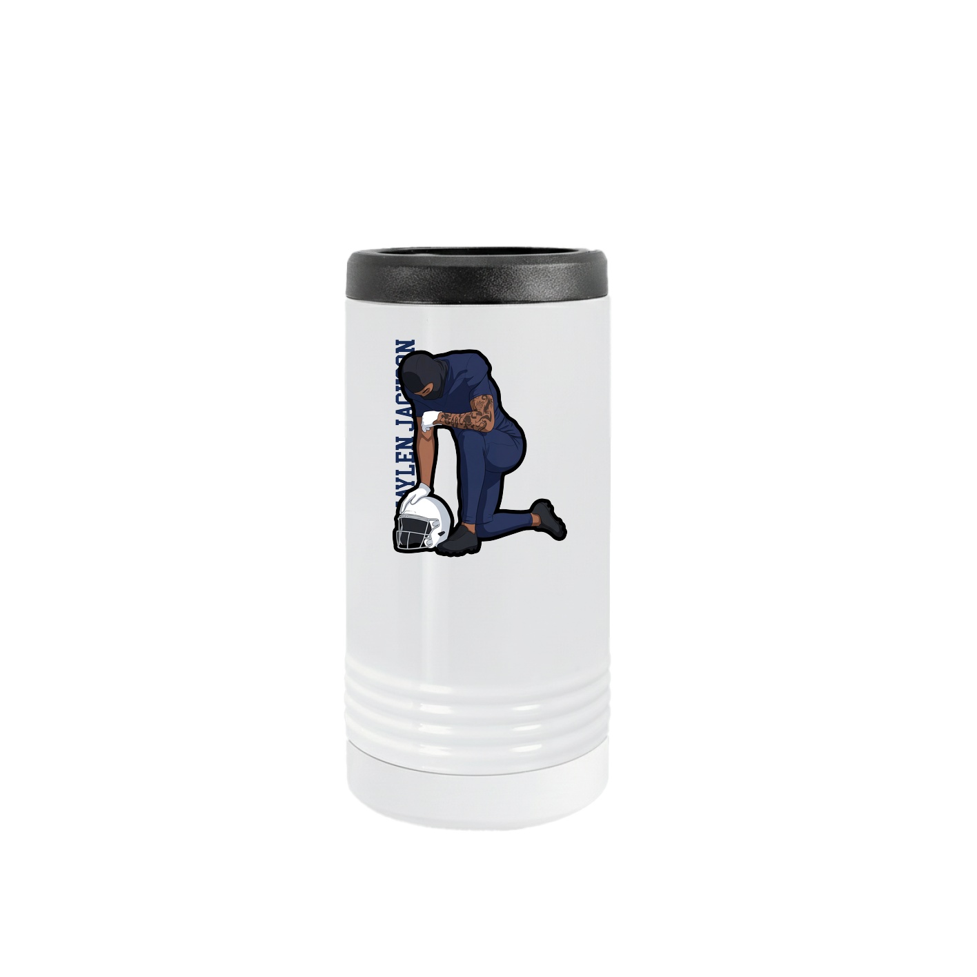 Slim Beverage Holder — Name Vertical in White