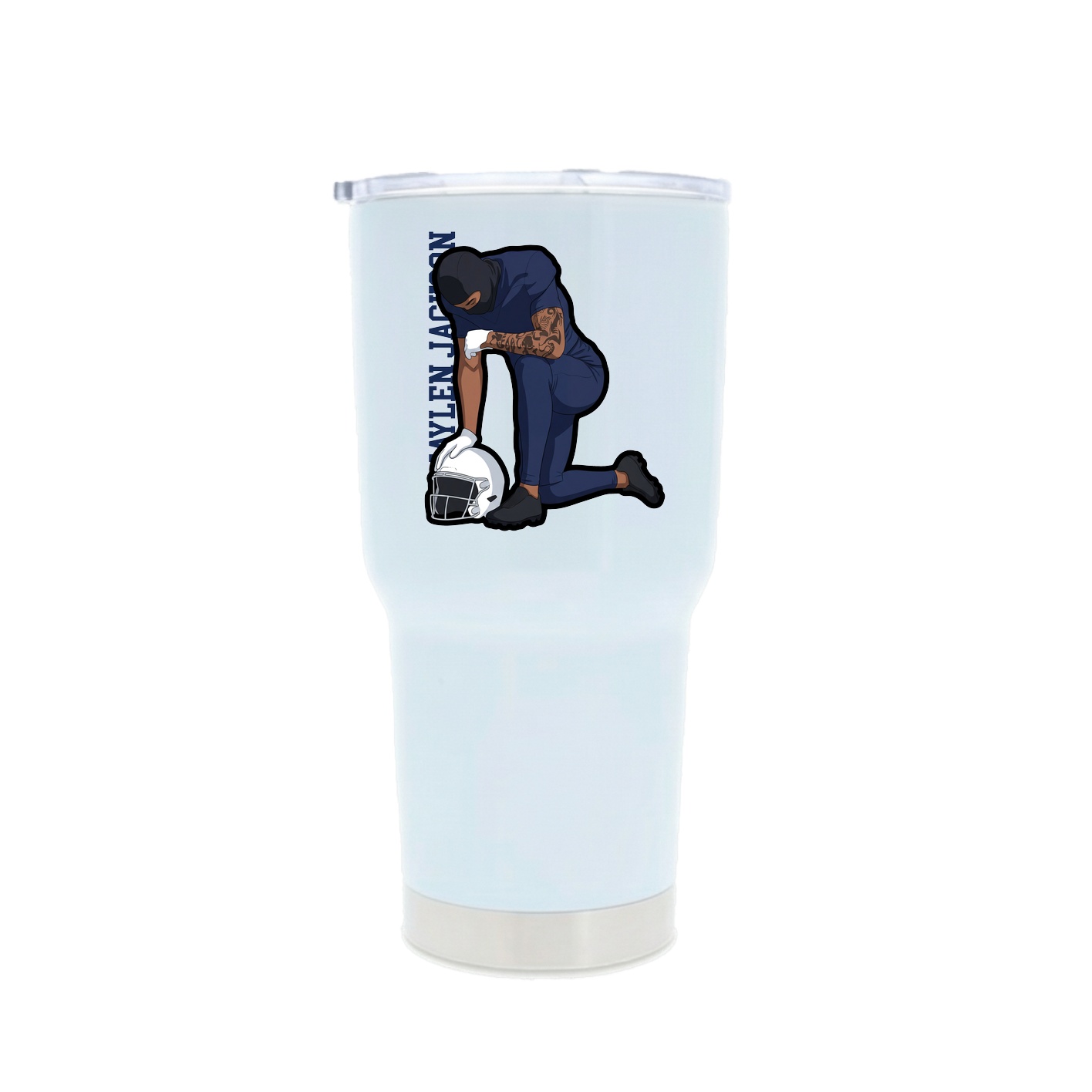 30oz Stainless Steel Tumbler — Name Vertical in White