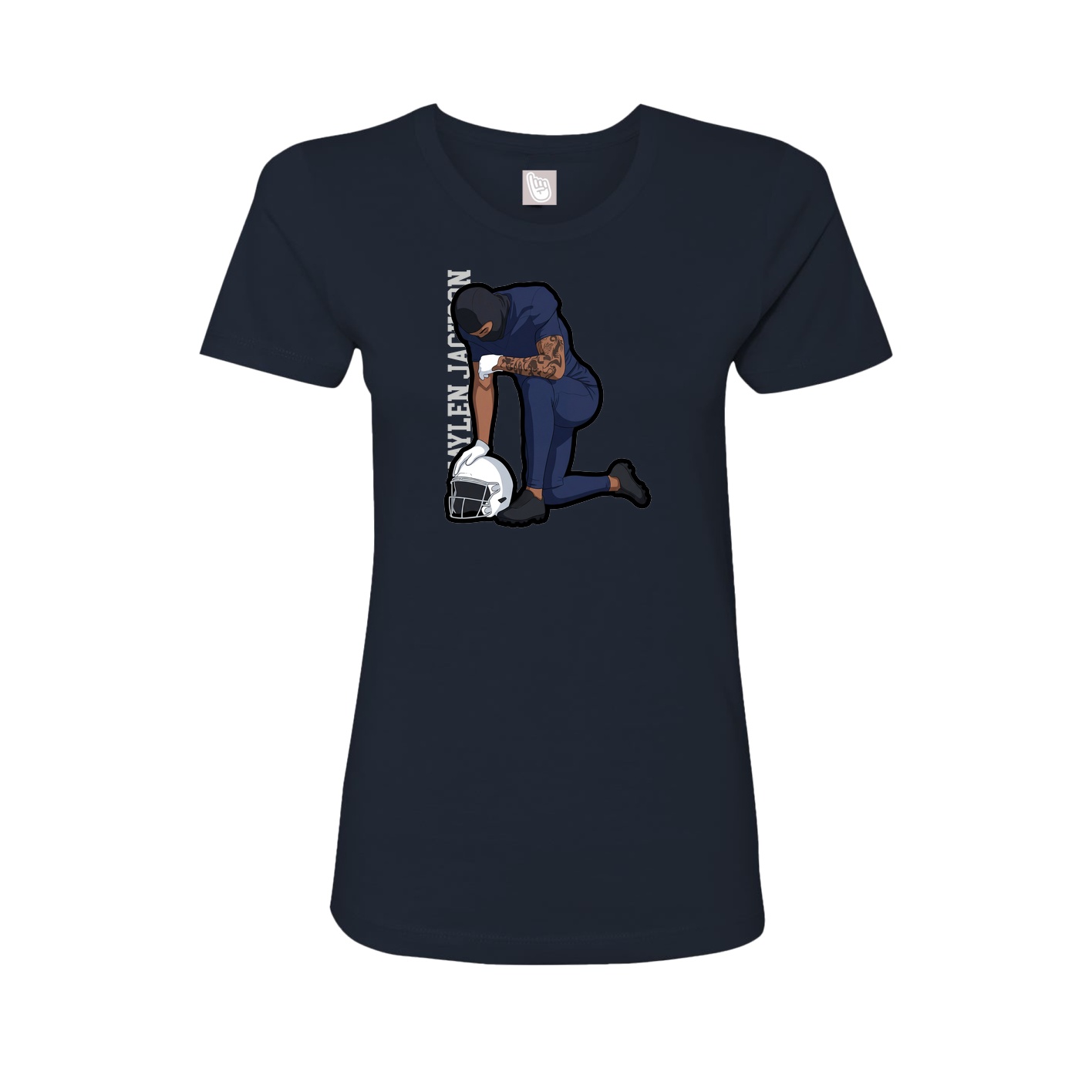 Fitted Women's Tee — Name Vertical in Navy