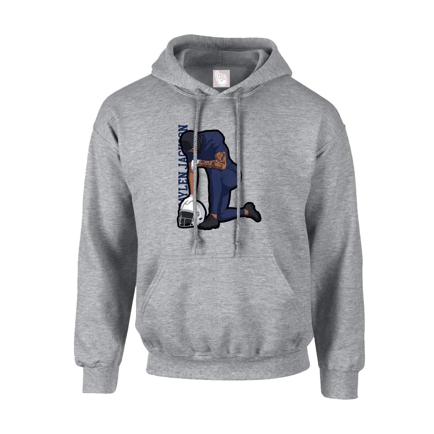 Hoodie — Name Vertical in Grey