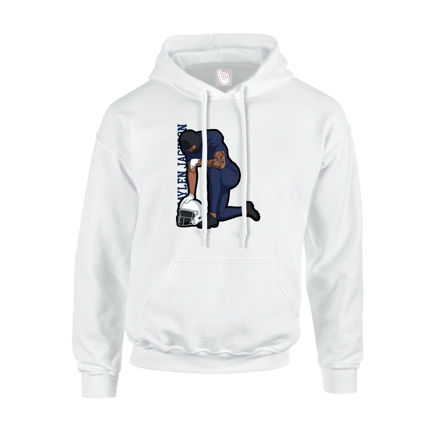 Youth Hoodie — Name Vertical in White