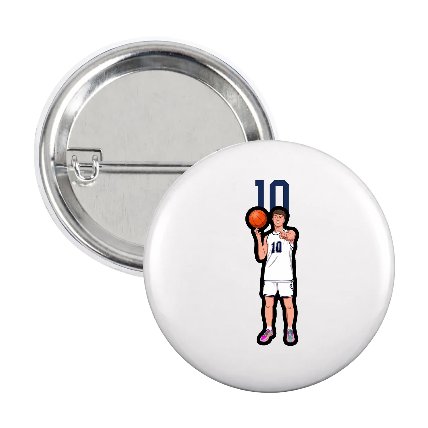 Game Day Button — Number Top in White