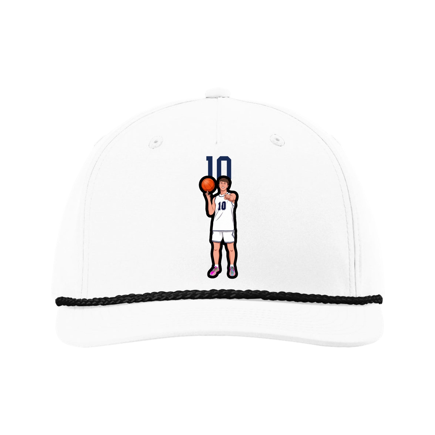 Five-Panel Classic Rope Cap — Number Top in White
