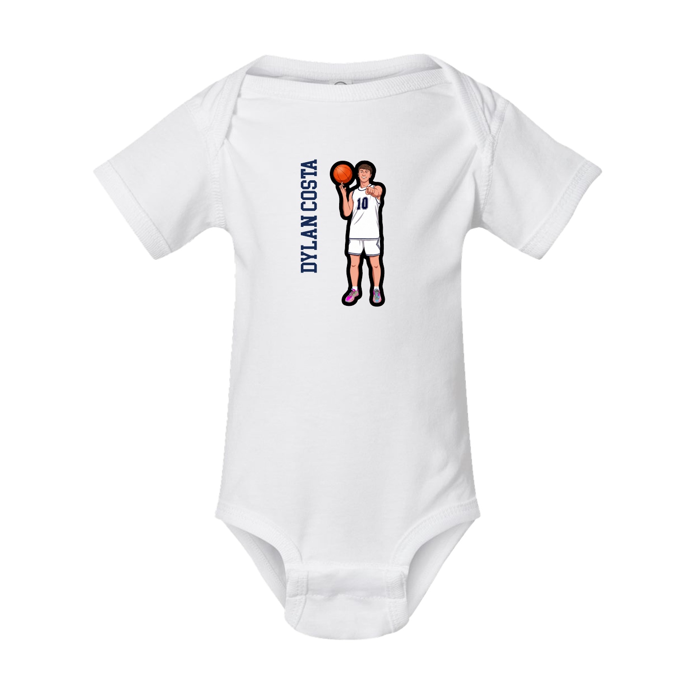 Baby Onesie — Name Vertical in White