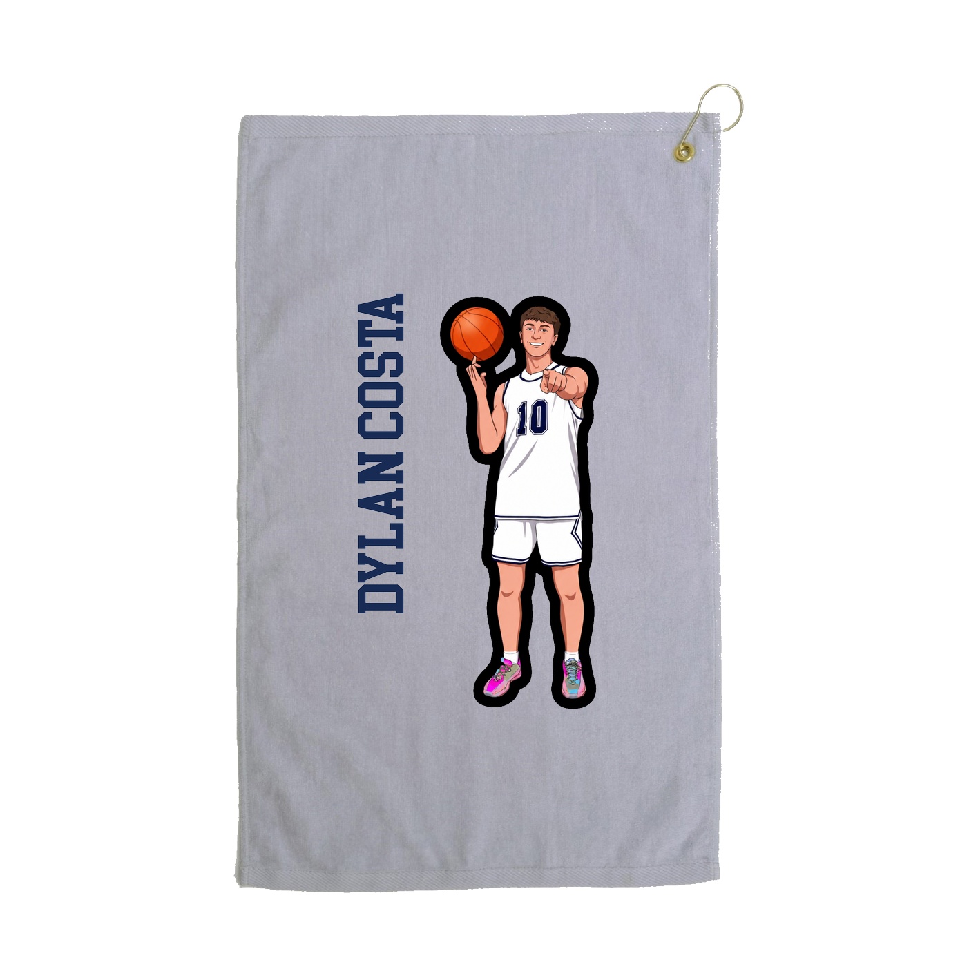 Golf Towel — Name Vertical in Grey
