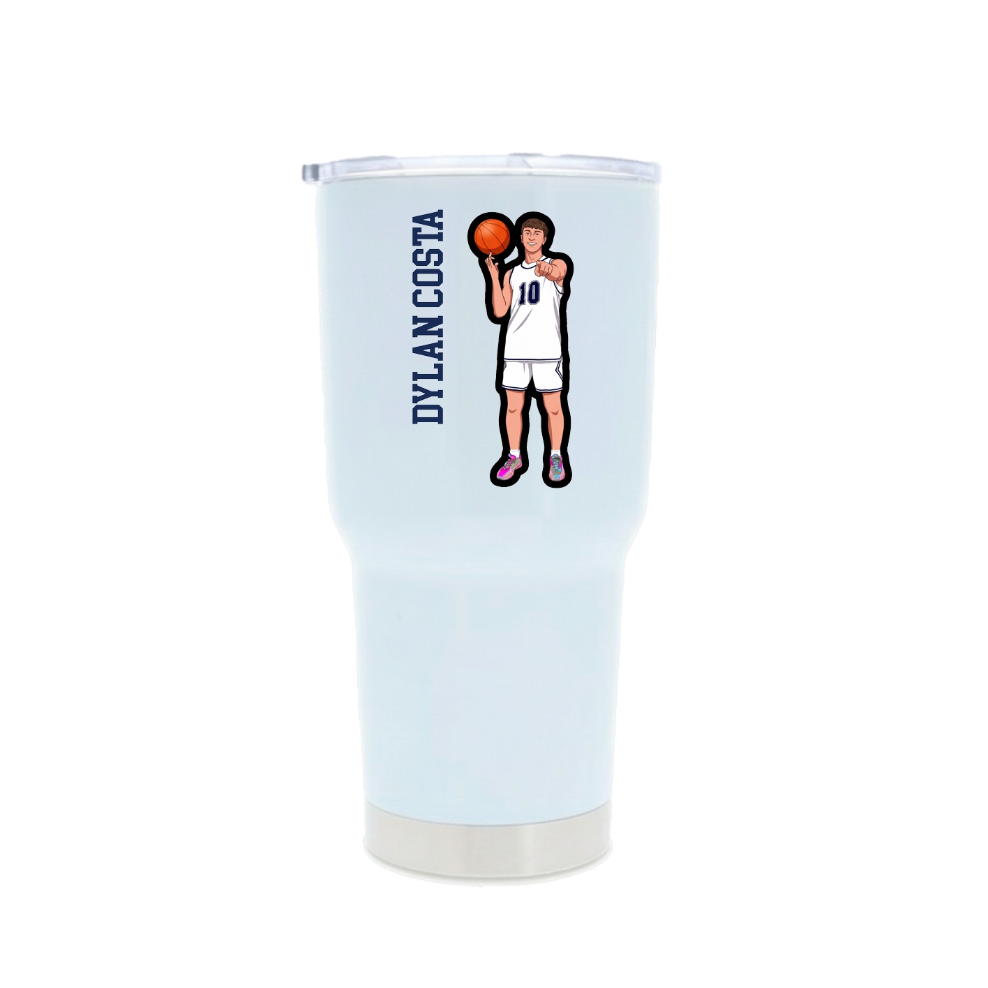 30oz Stainless Steel Tumbler — Name Vertical in White