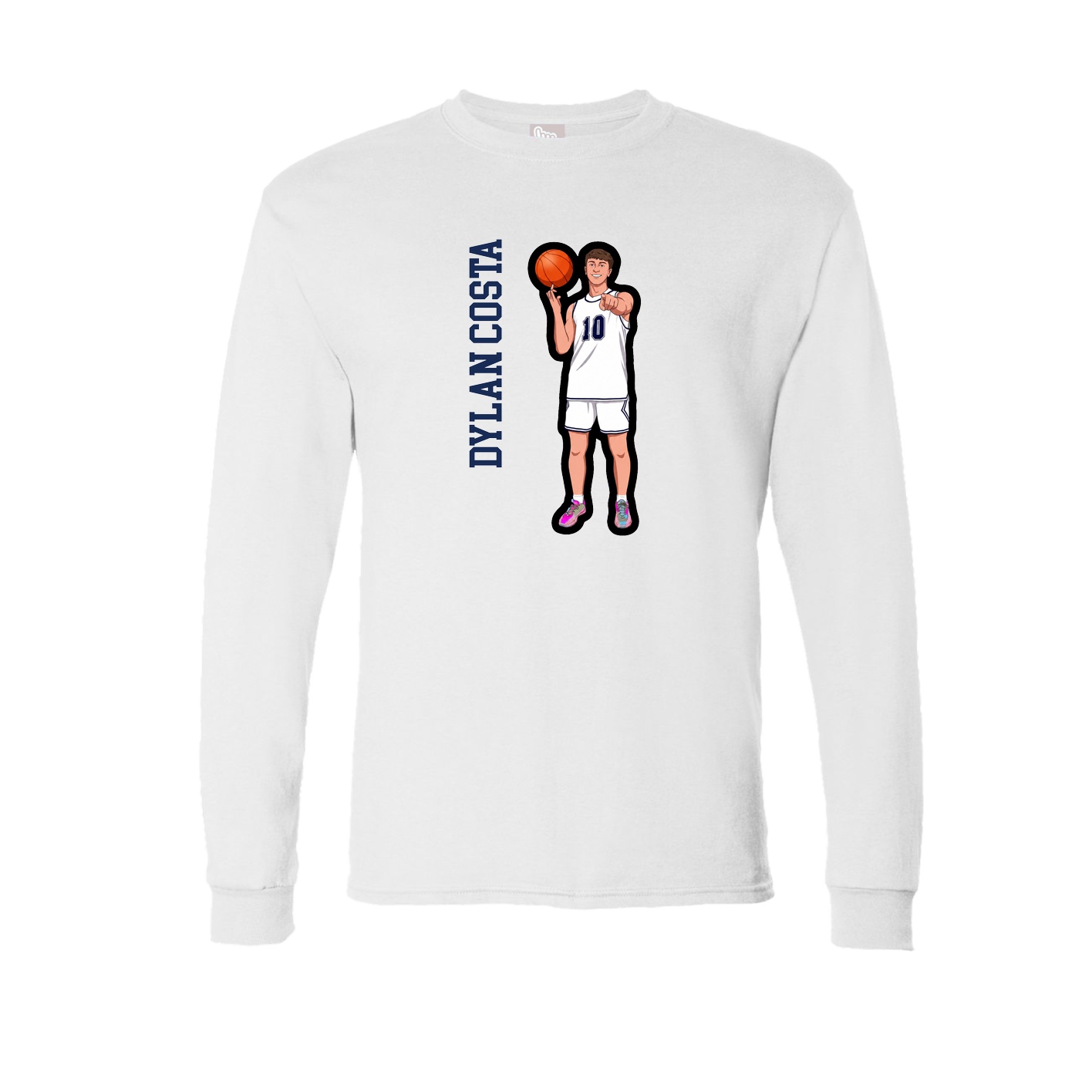 Long Sleeve Tee — Name Vertical in White