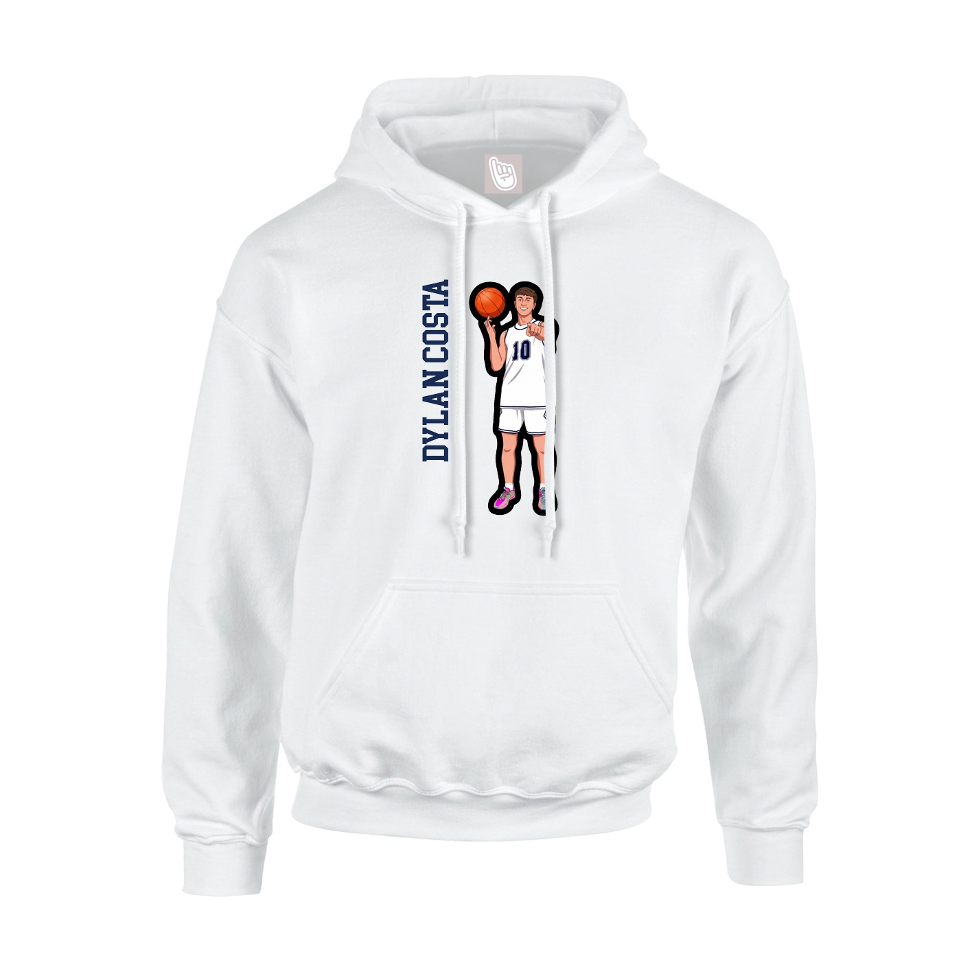 Youth Hoodie — Name Vertical in White