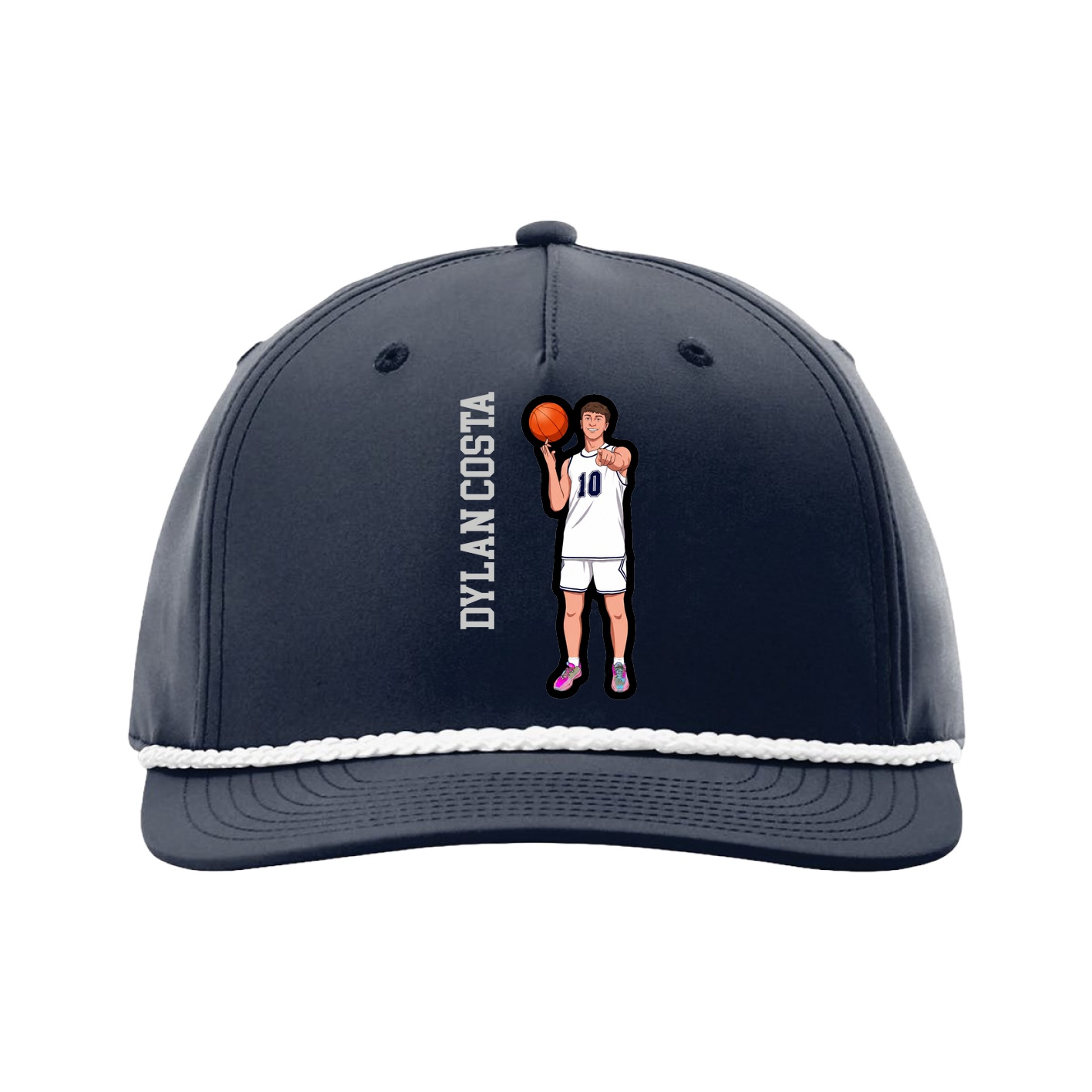 Five-Panel Classic Rope Cap — Name Vertical in Navy