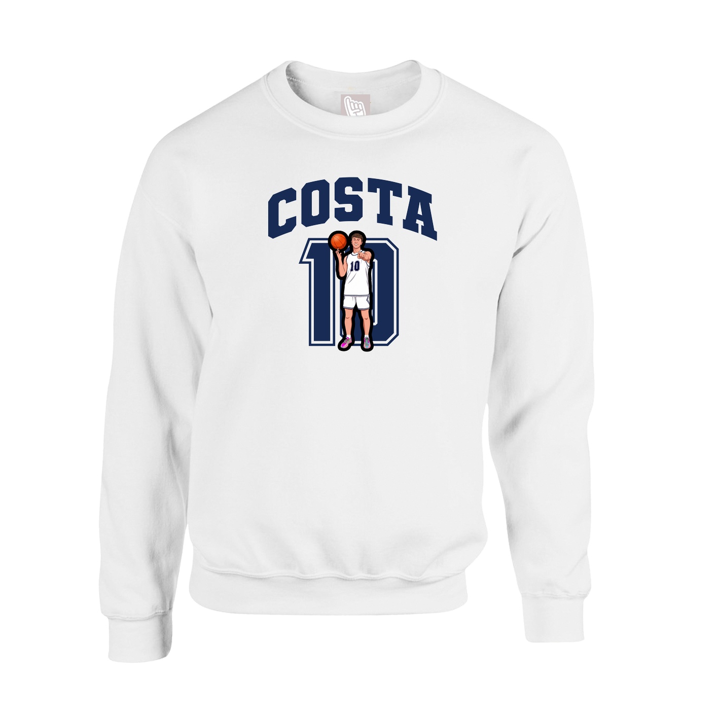 Fleece Crew — Number in White