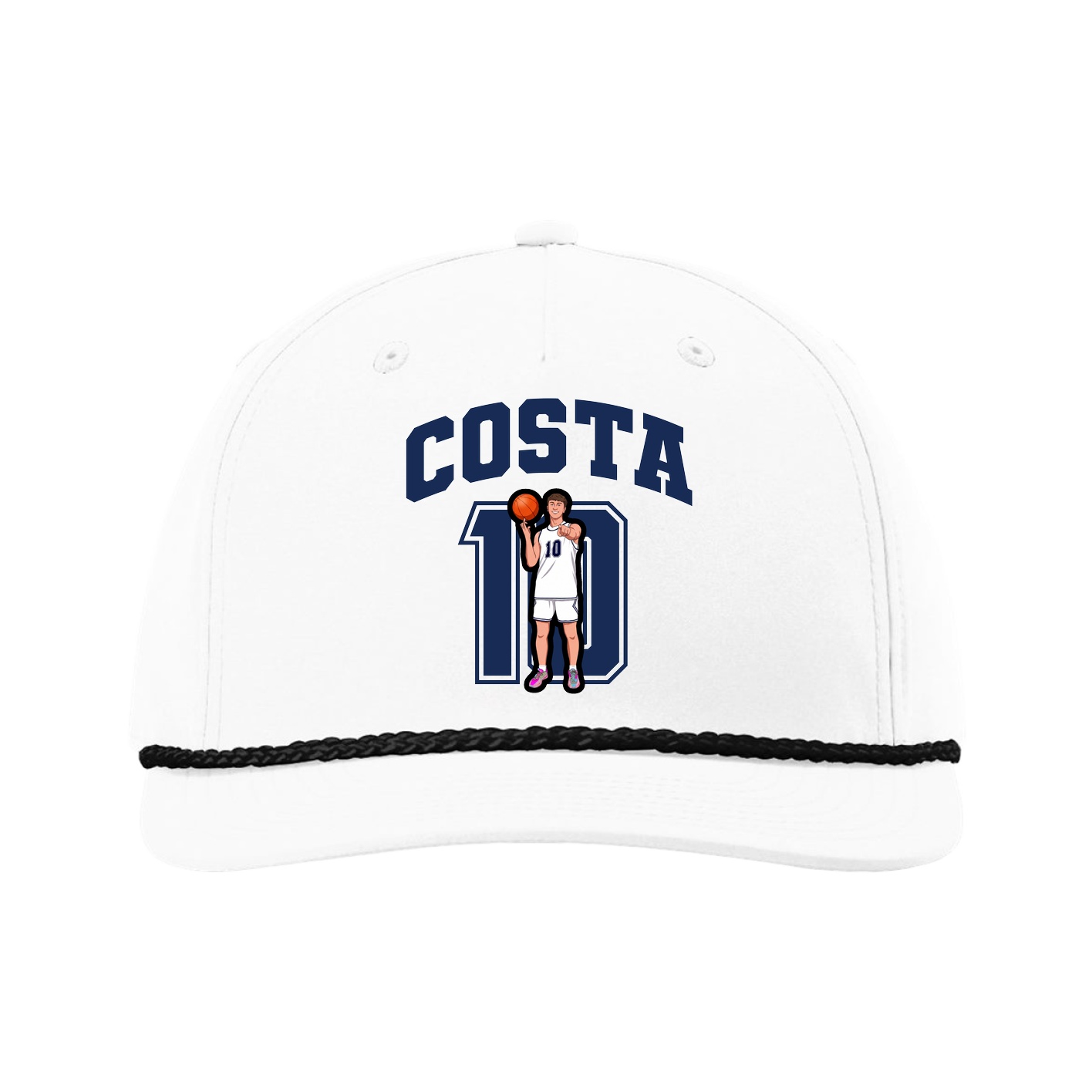 Five-Panel Classic Rope Cap — Number in White