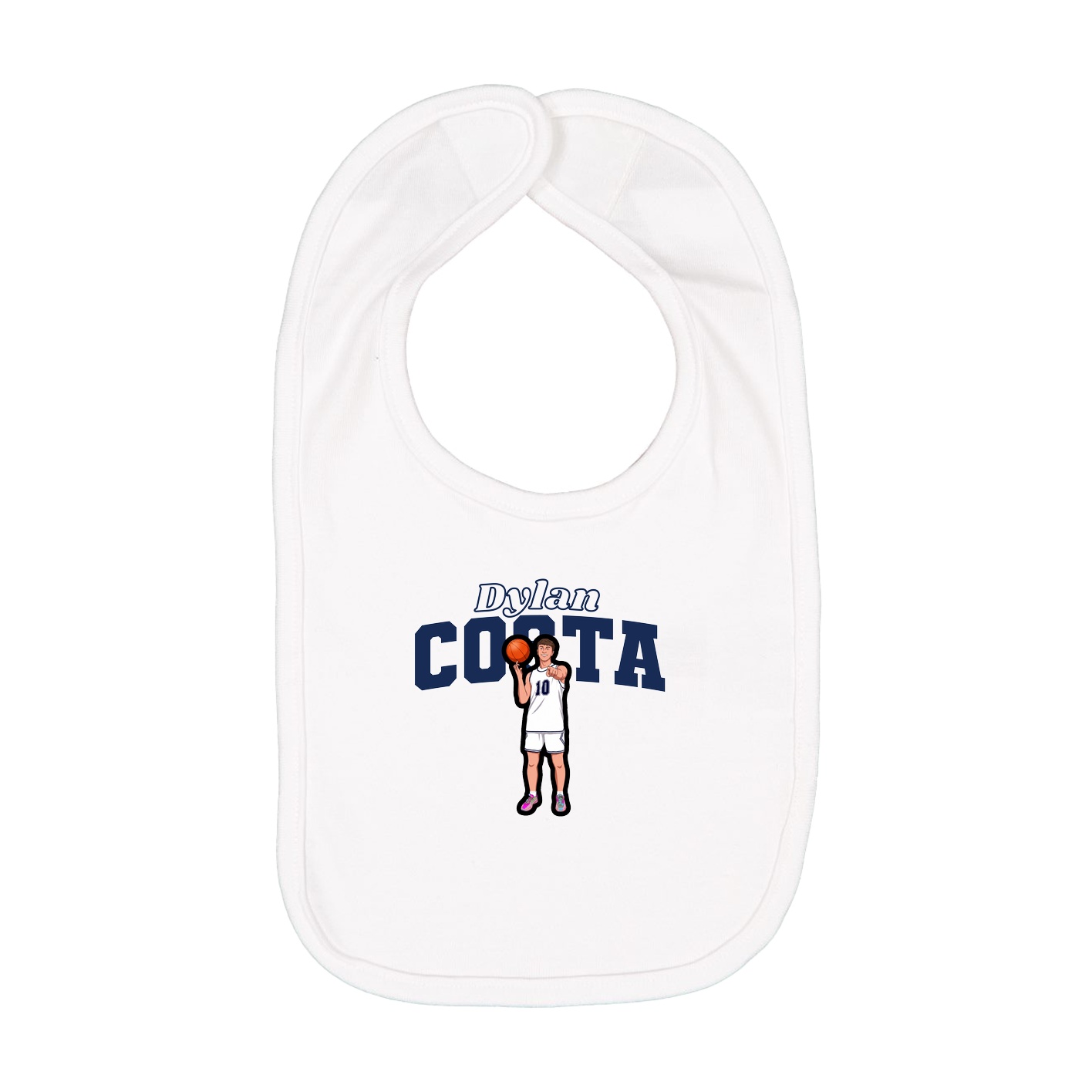 Infant Bib — Name Arch in White