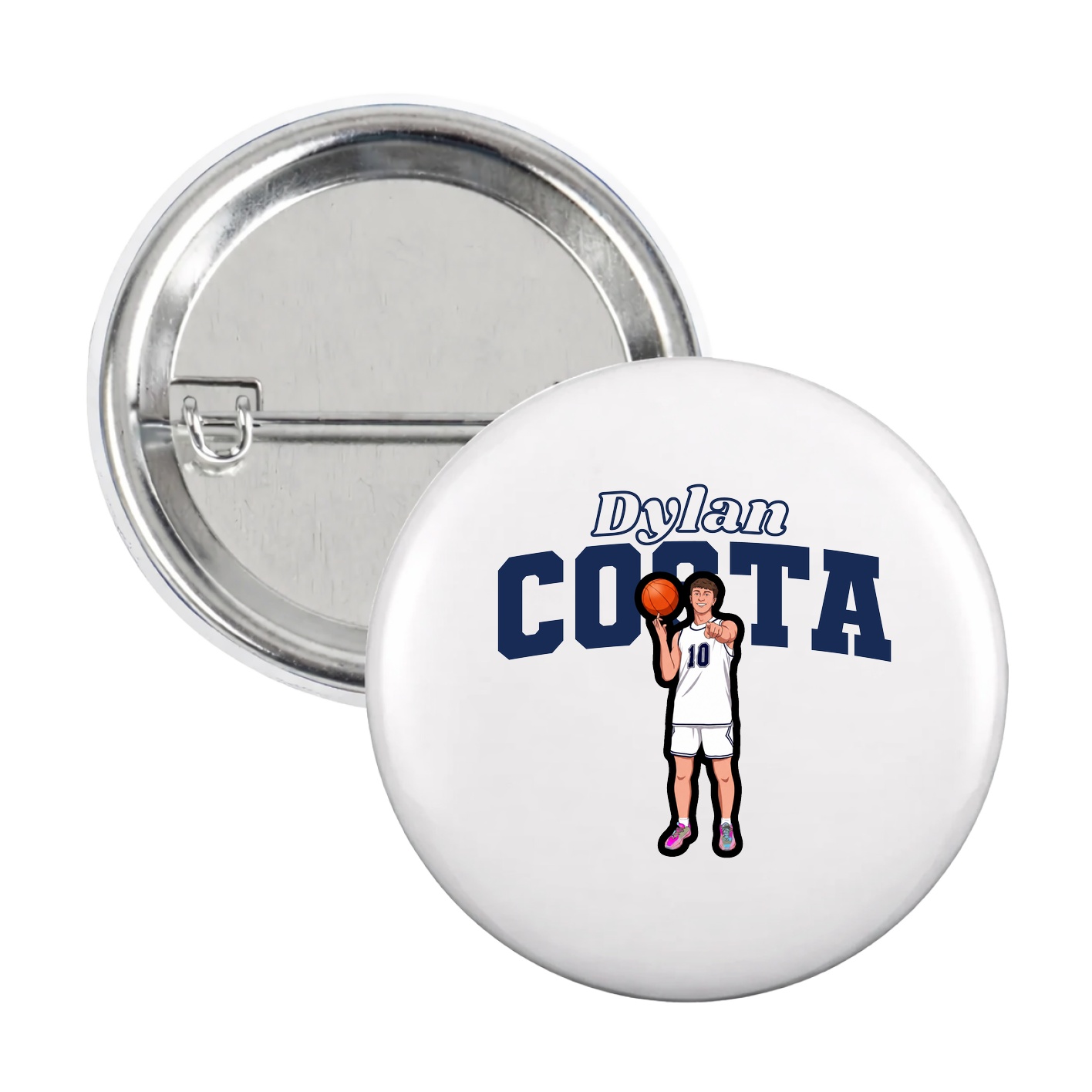 Game Day Button — Name Arch in White