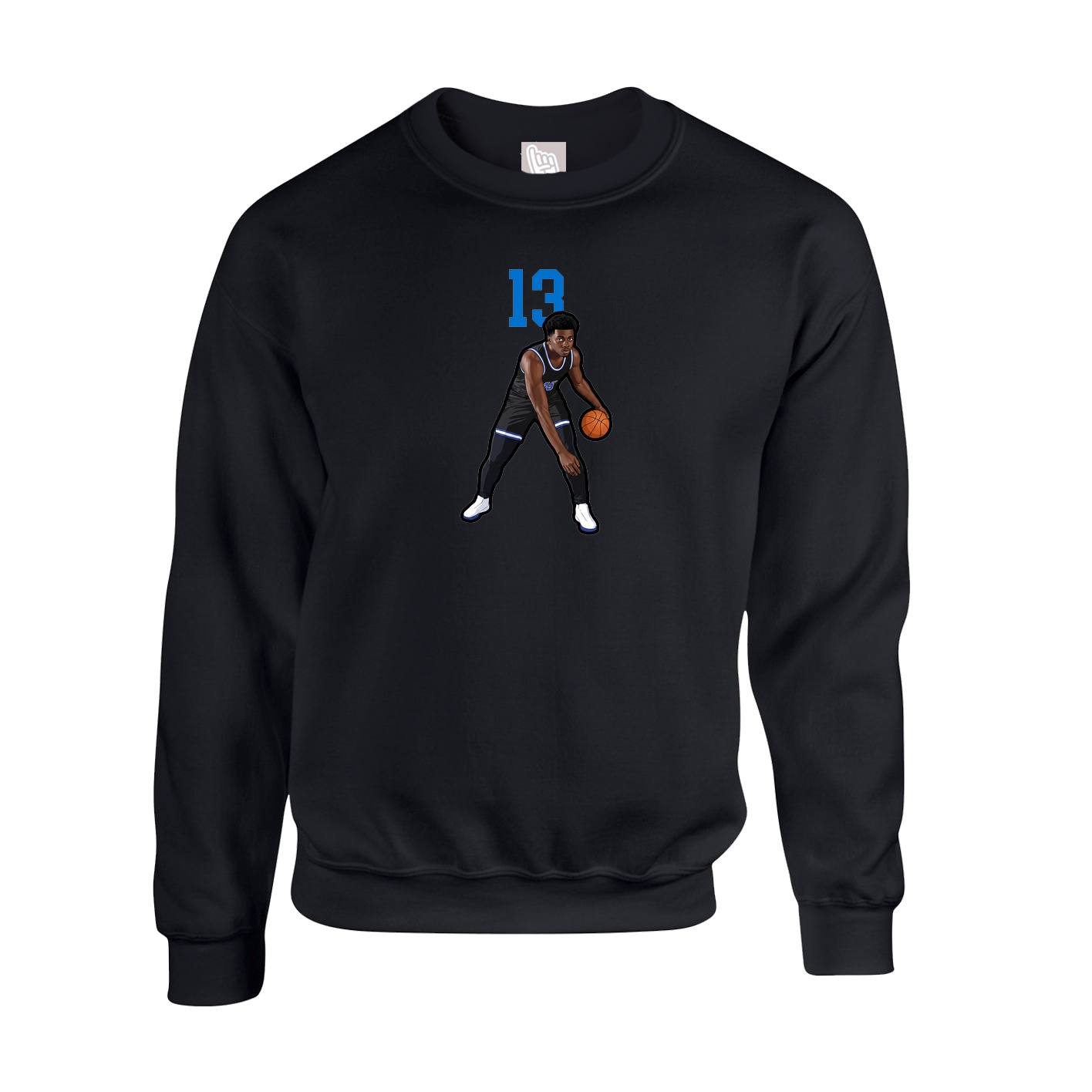 Fleece Crew — Number Top in Black