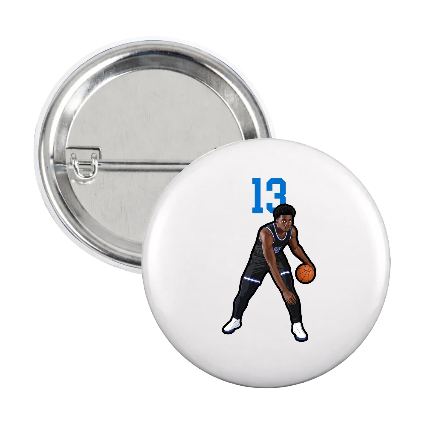 Game Day Button — Number Top in White