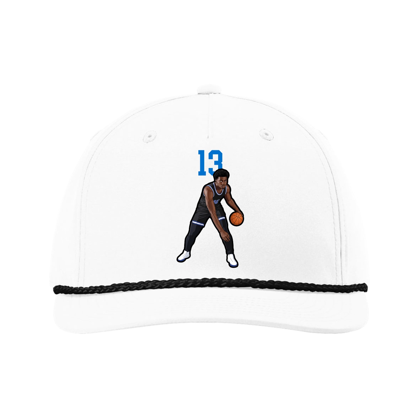 Five-Panel Classic Rope Cap — Number Top in White