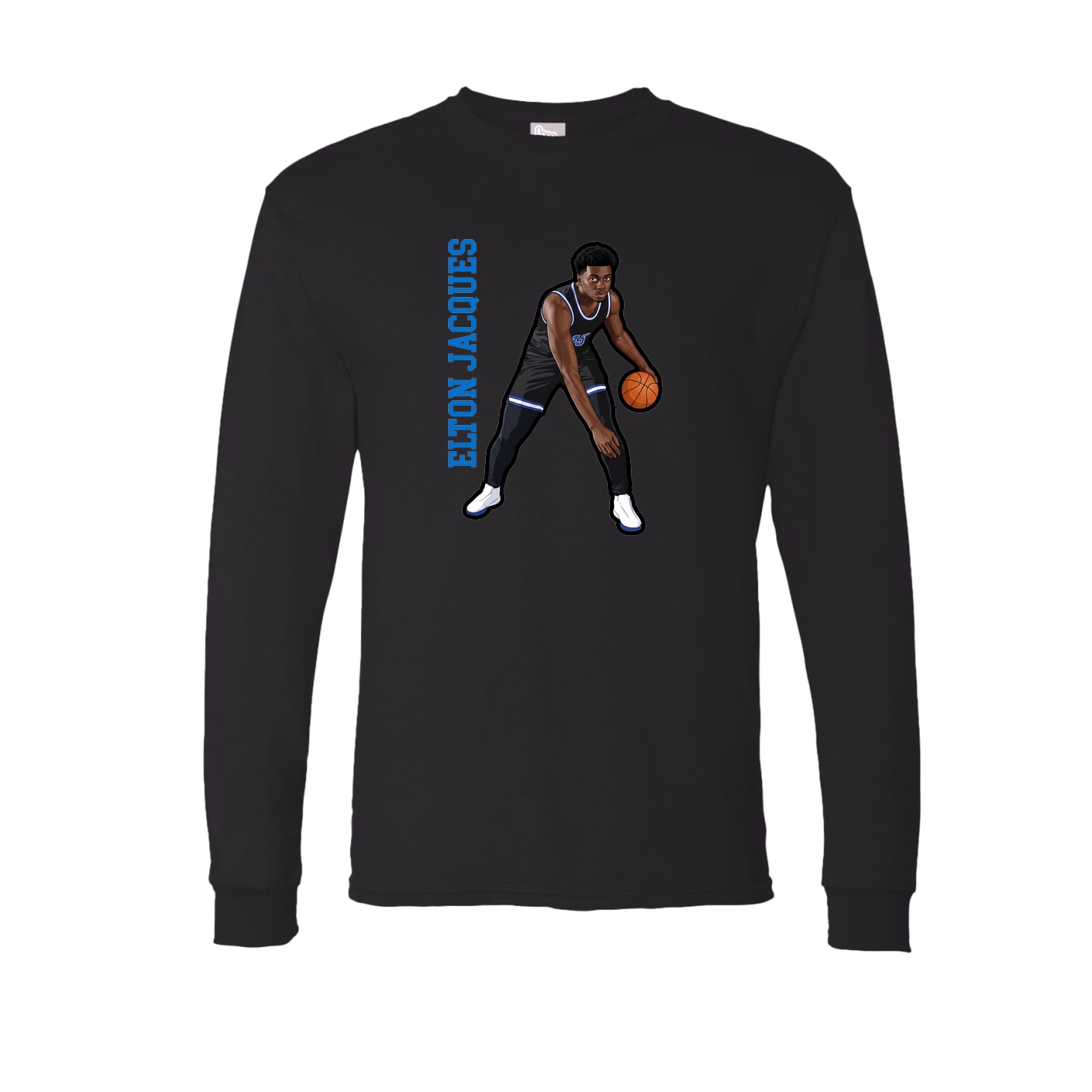 Long Sleeve Tee — Name Vertical in Black