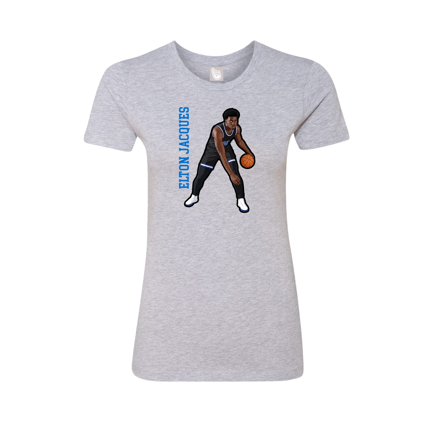 Fitted Women's Tee — Name Vertical in Grey