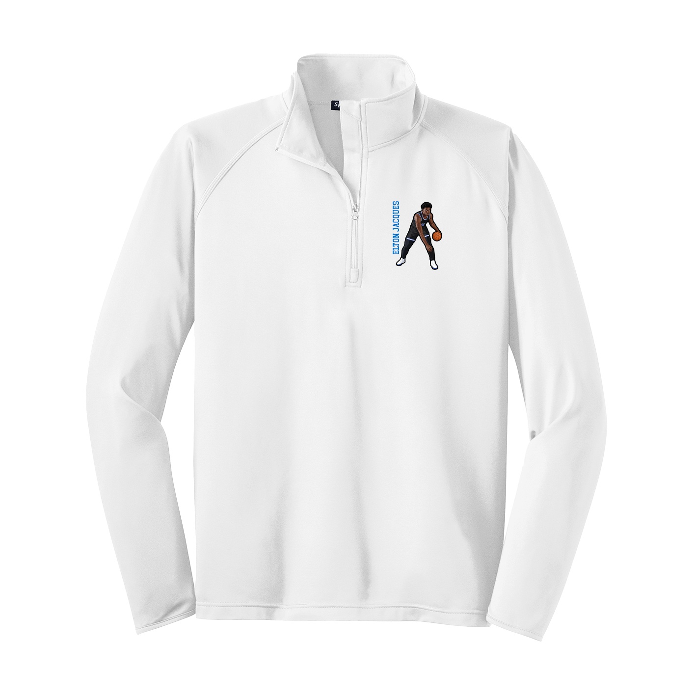 Q-Zip Pullover — Name Vertical in White