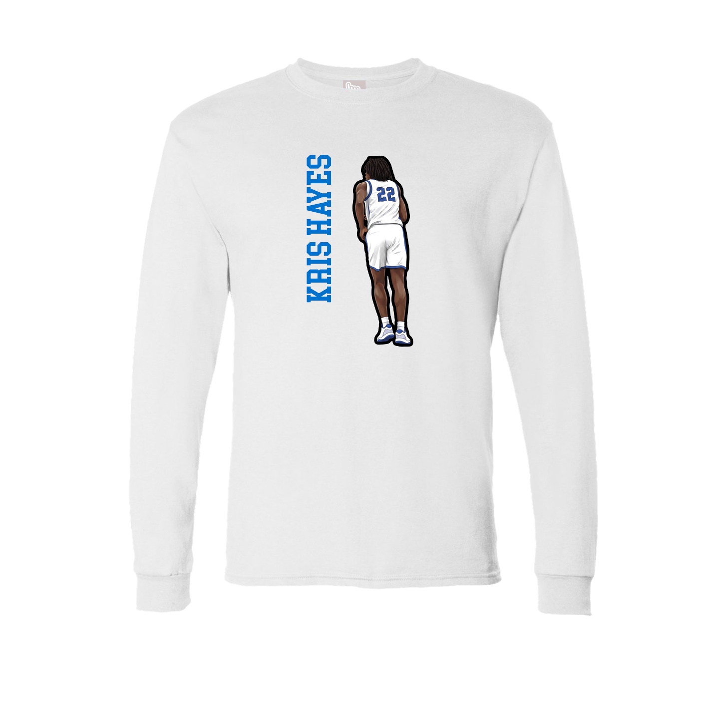 Long Sleeve Tee — Name Vertical in White