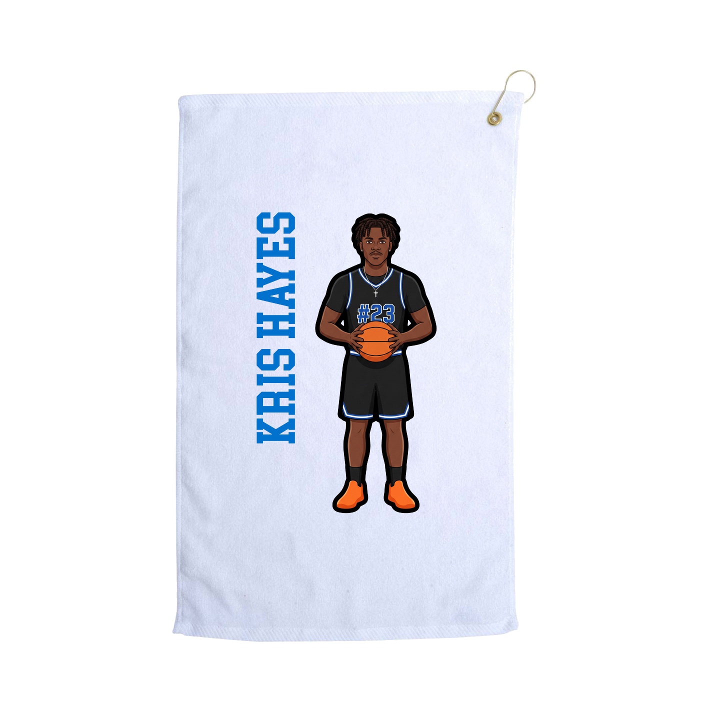 Golf Towel — Name Vertical in White