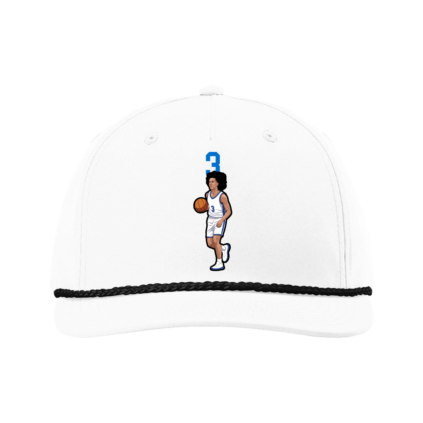 Five-Panel Classic Rope Cap — Number Top in White