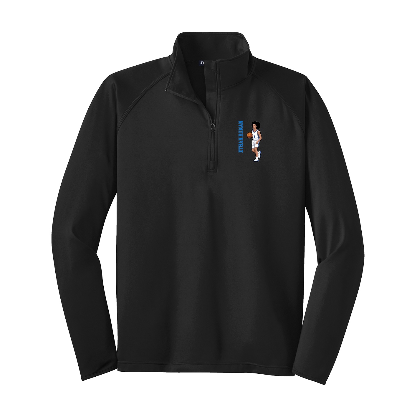 Q-Zip Pullover — Name Vertical in Black