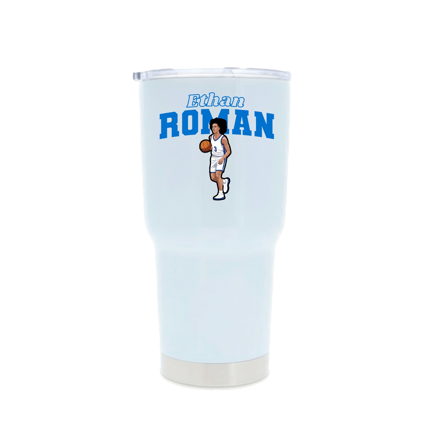 30oz Stainless Steel Tumbler — Name Arch in White
