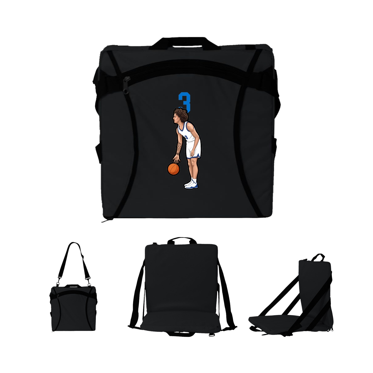 Folding Stadium Seat — Number Top in Black