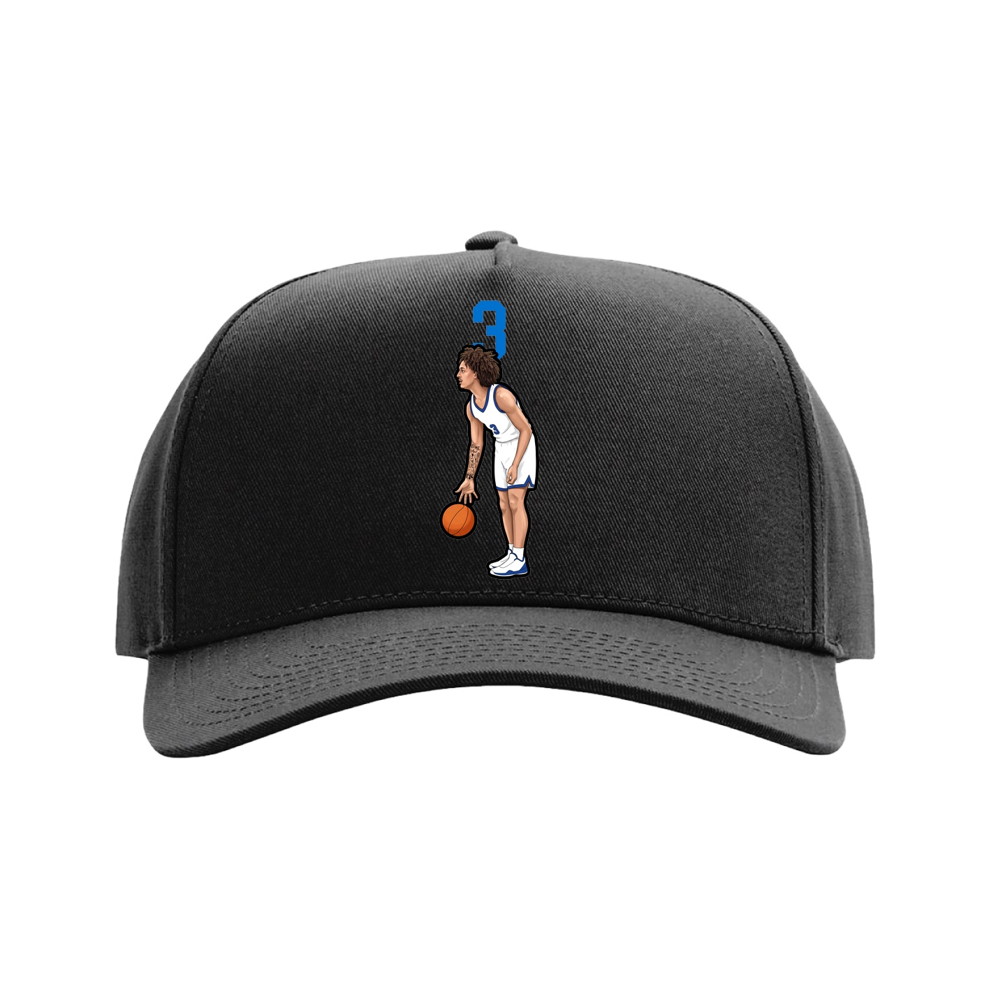 Full Fabric Five-Panel Champ Cap — Number Top in Black