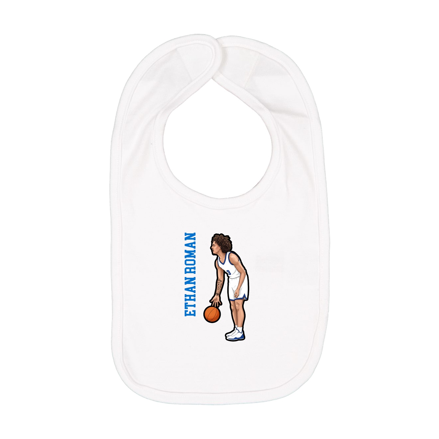 Infant Bib — Name Vertical in White