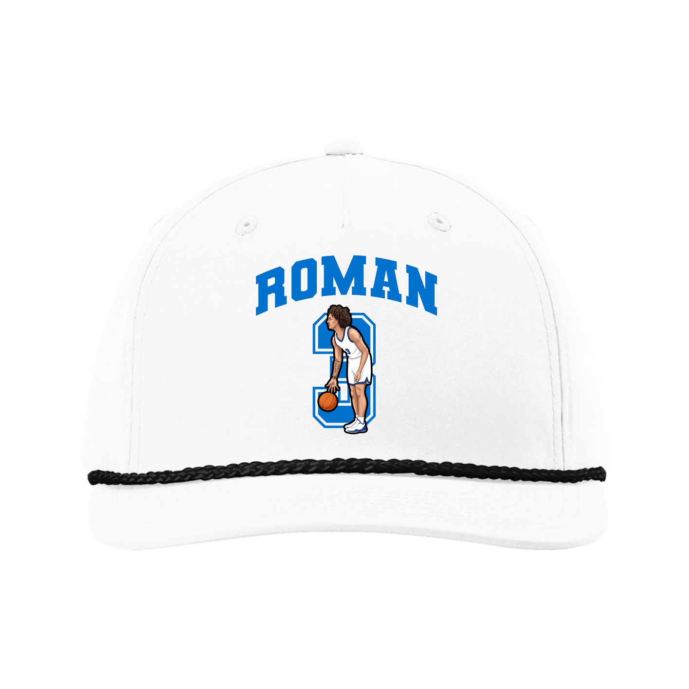 Five-Panel Classic Rope Cap — Number in White