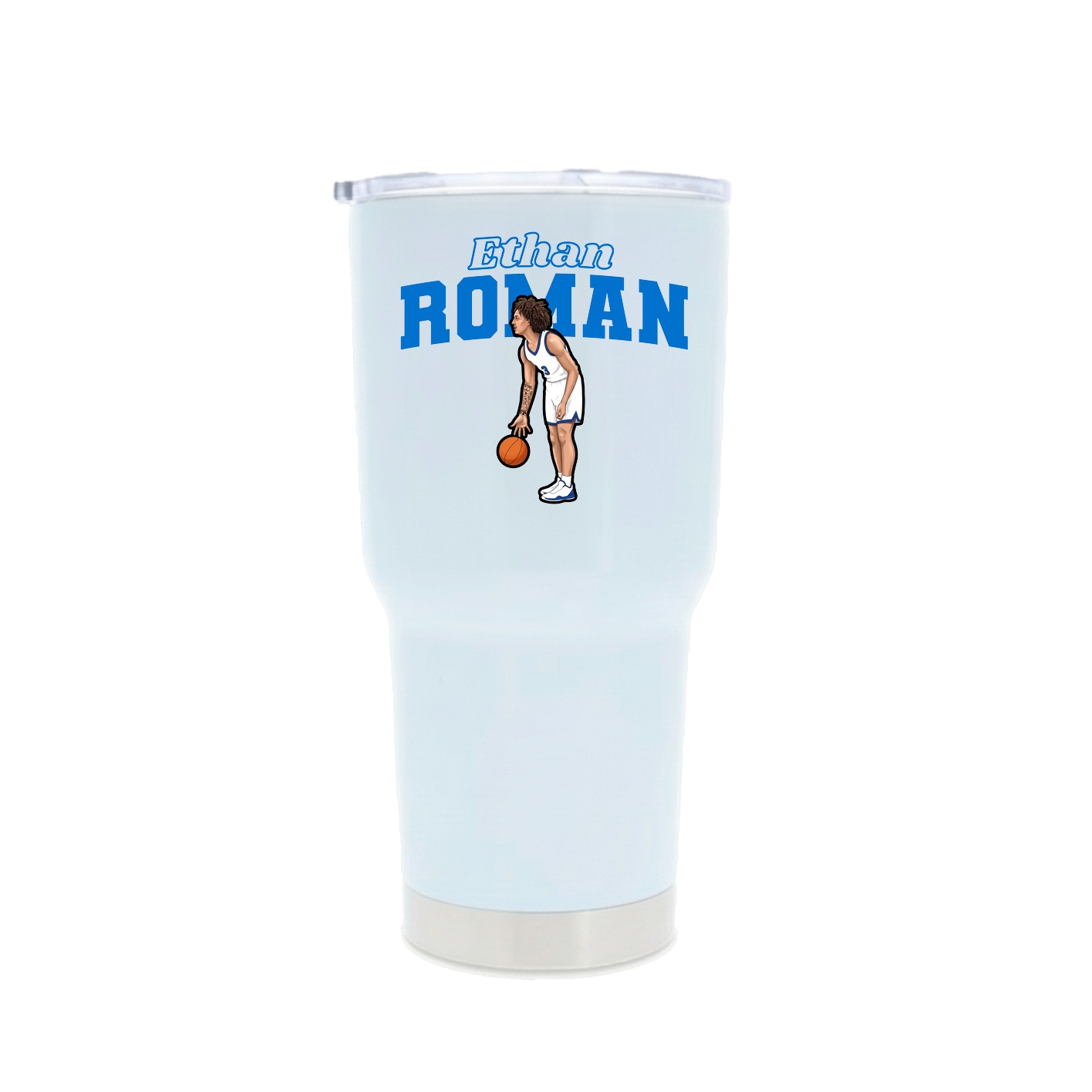 30oz Stainless Steel Tumbler — Name Arch in White