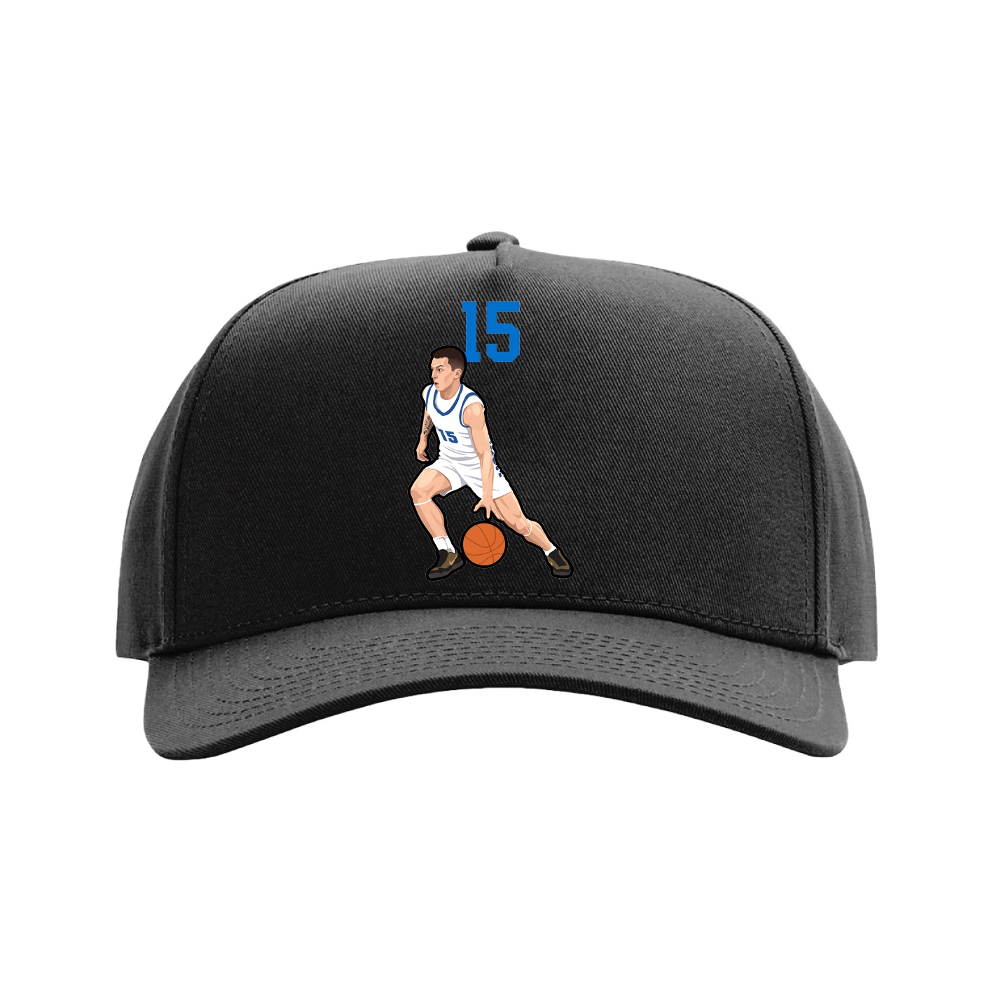 Full Fabric Five-Panel Champ Cap — Number Top in Black