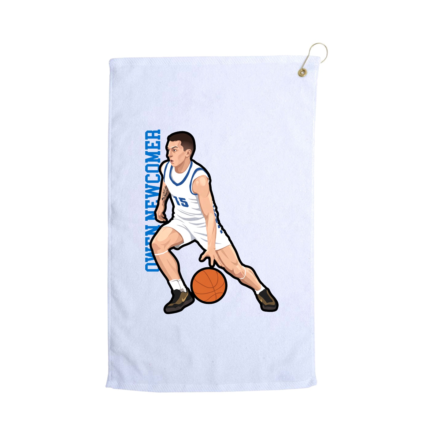 Golf Towel — Name Vertical in White