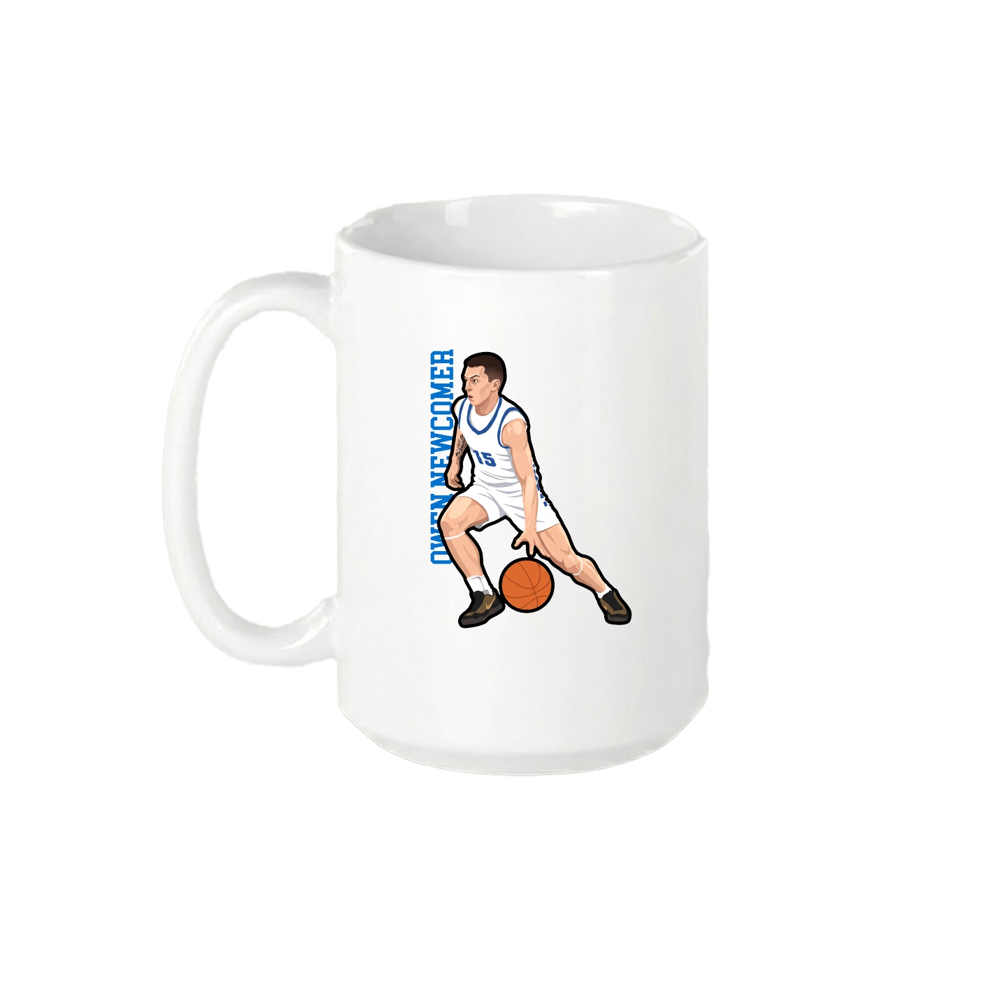 15oz Coffee Mug — Name Vertical in White
