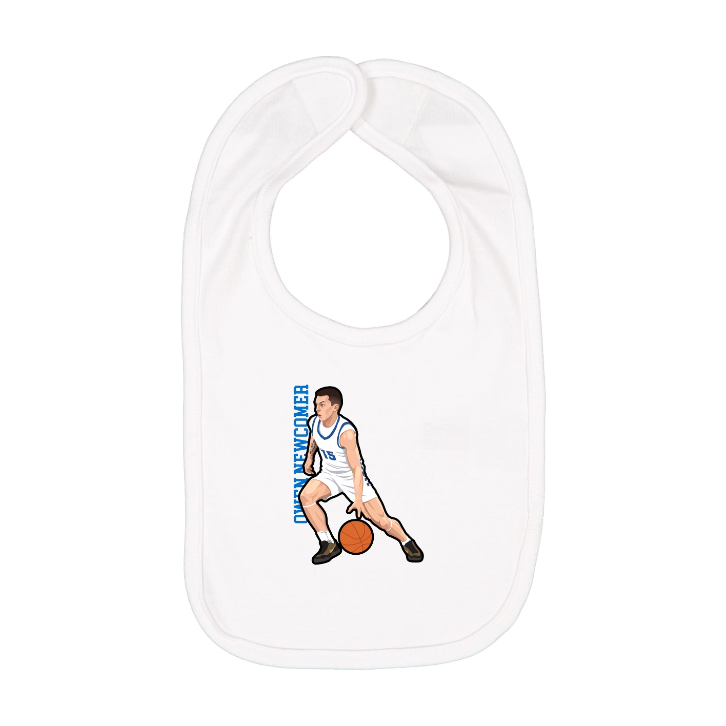 Infant Bib — Name Vertical in White