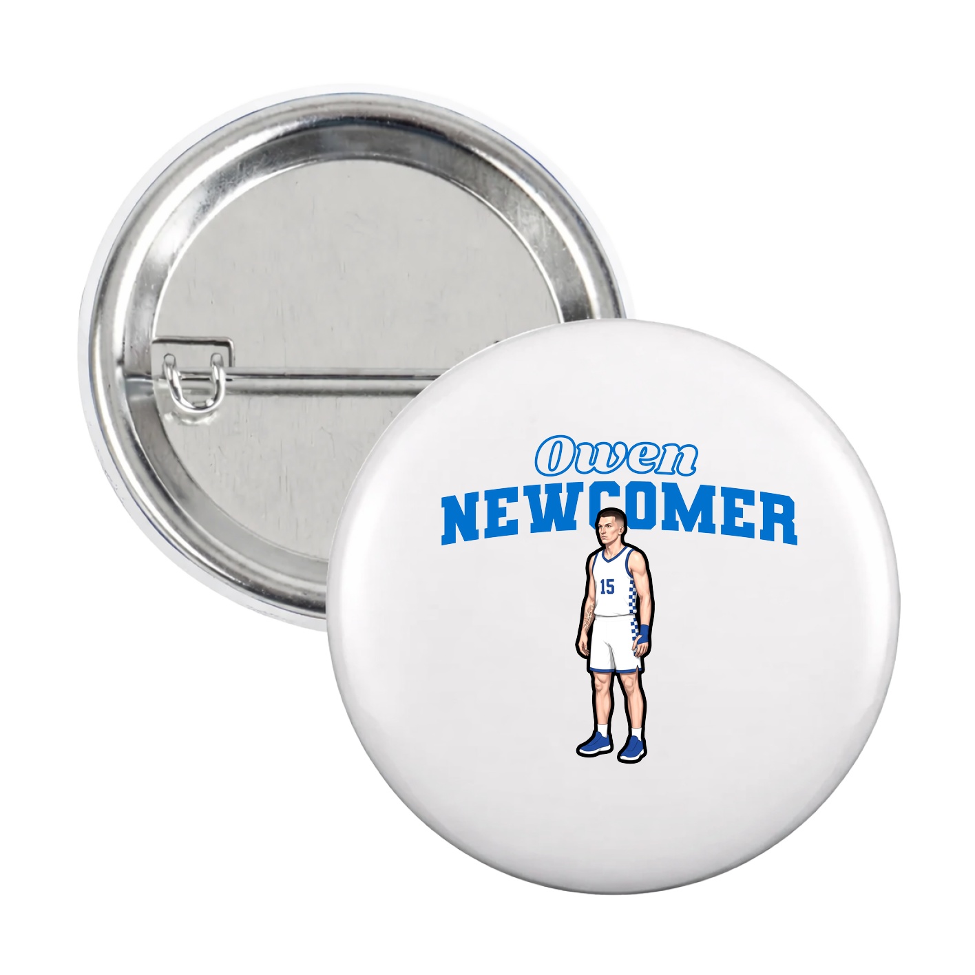 Game Day Button — Name Arch in White