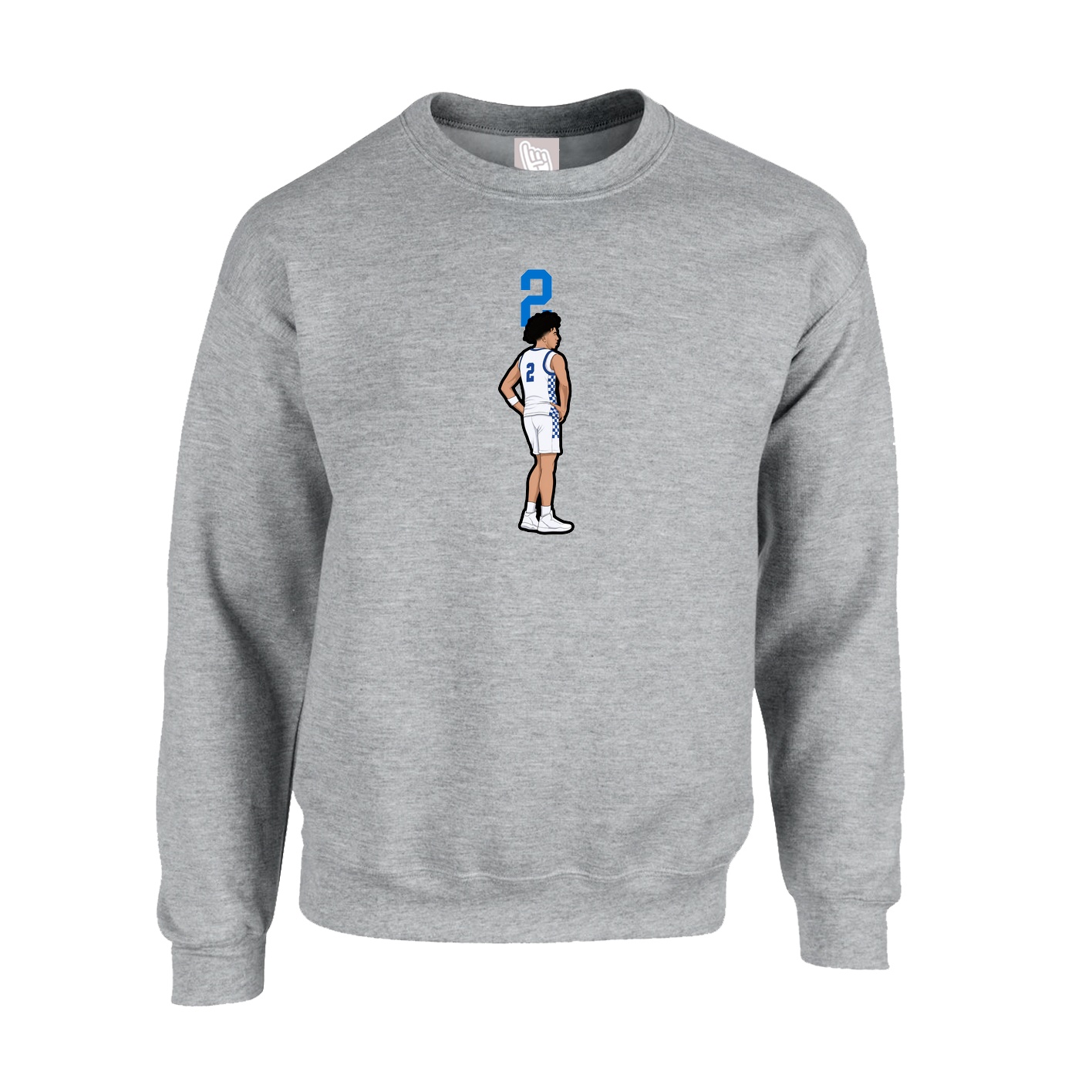 Fleece Crew — Number Top in Grey