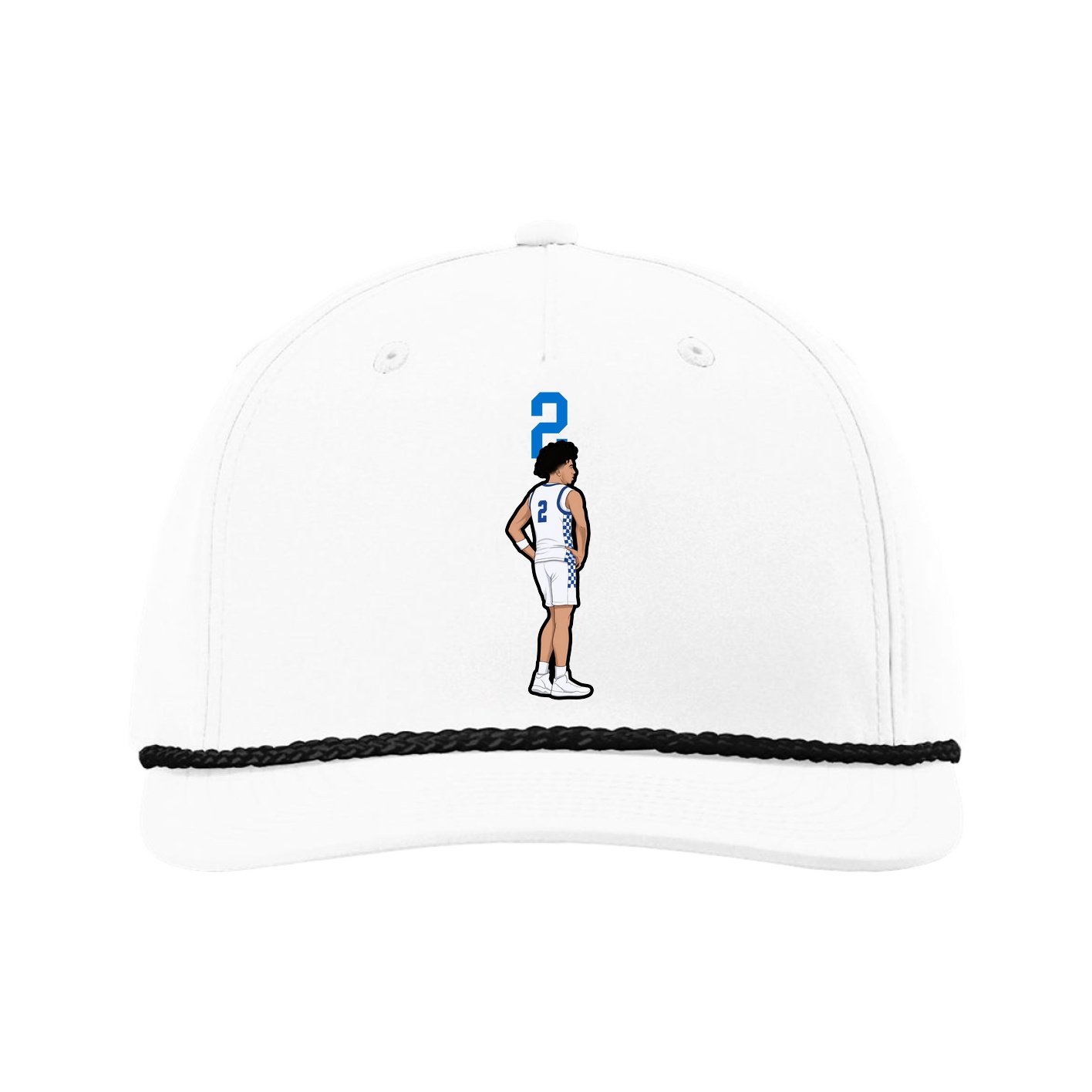 Five-Panel Classic Rope Cap — Number Top in White