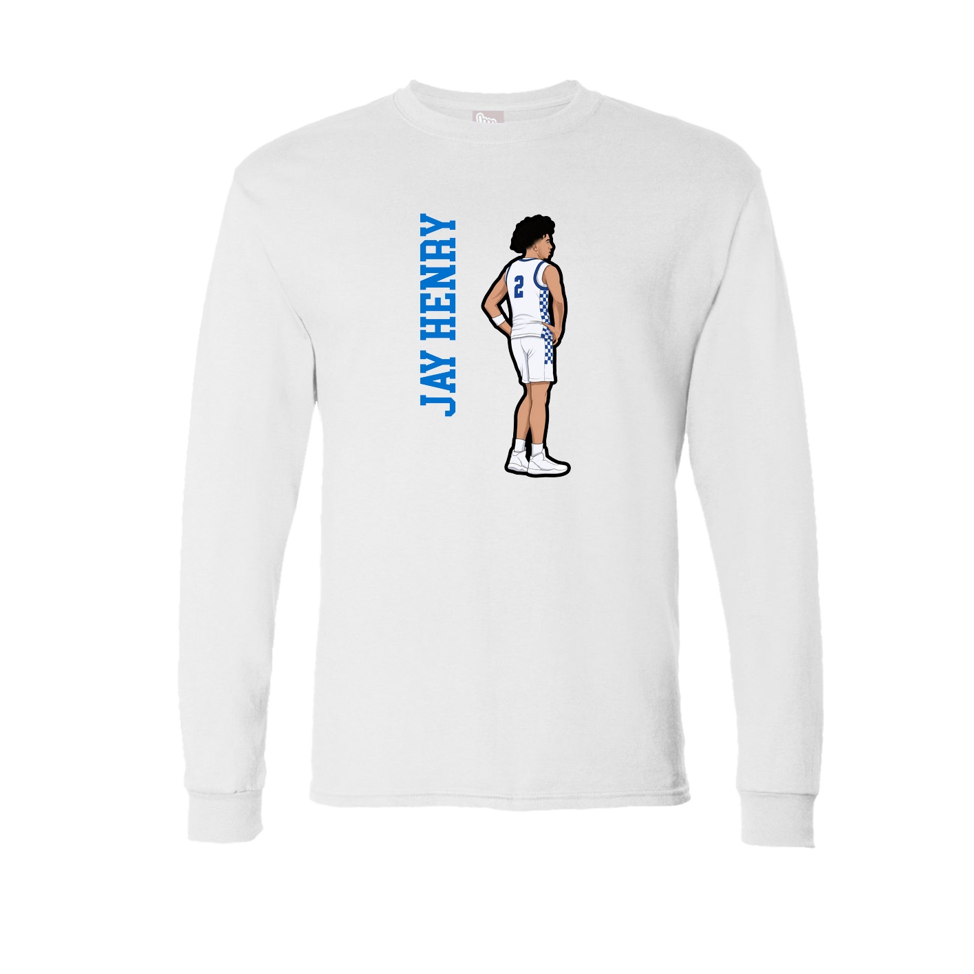 Long Sleeve Tee — Name Vertical in White