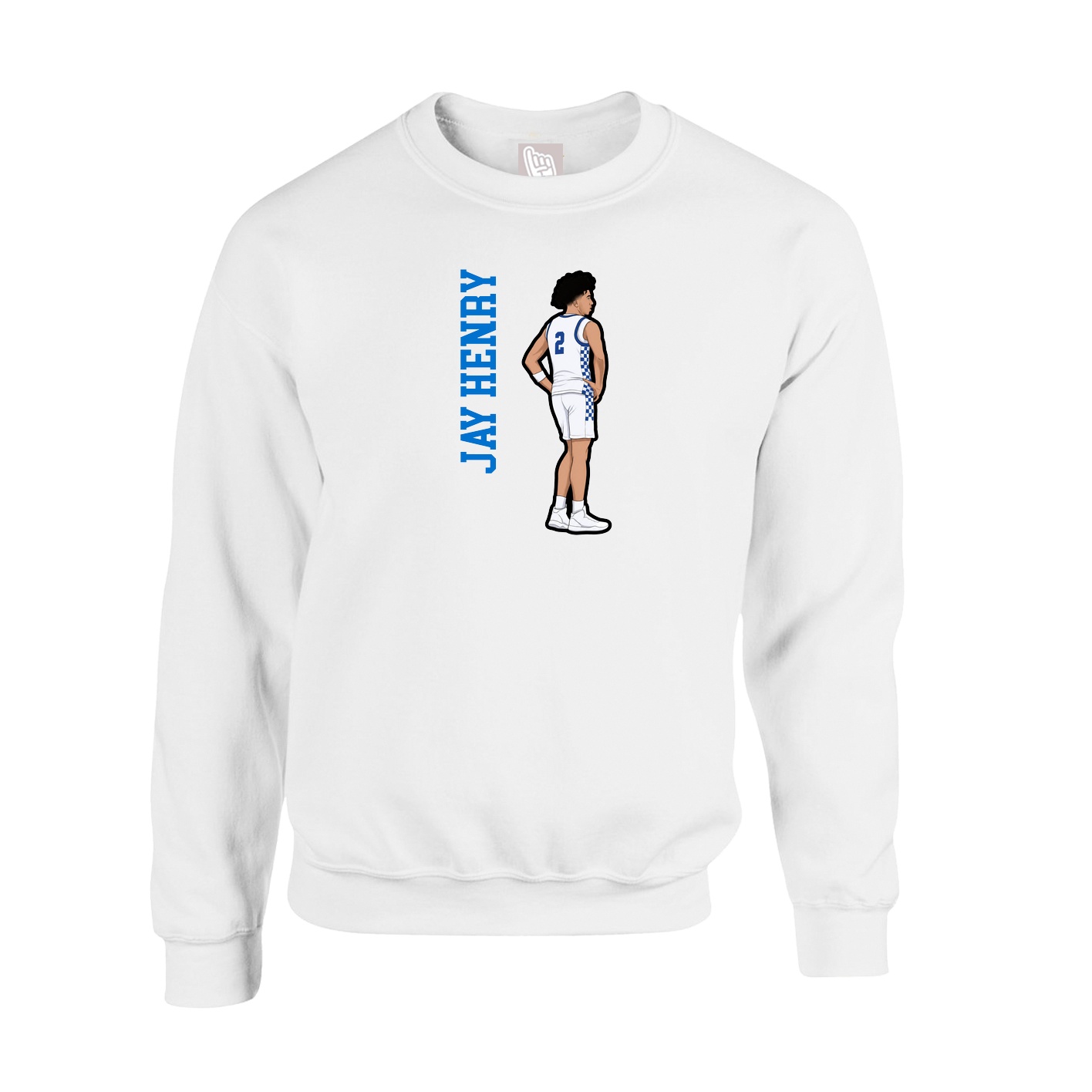 Fleece Crew — Name Vertical in White
